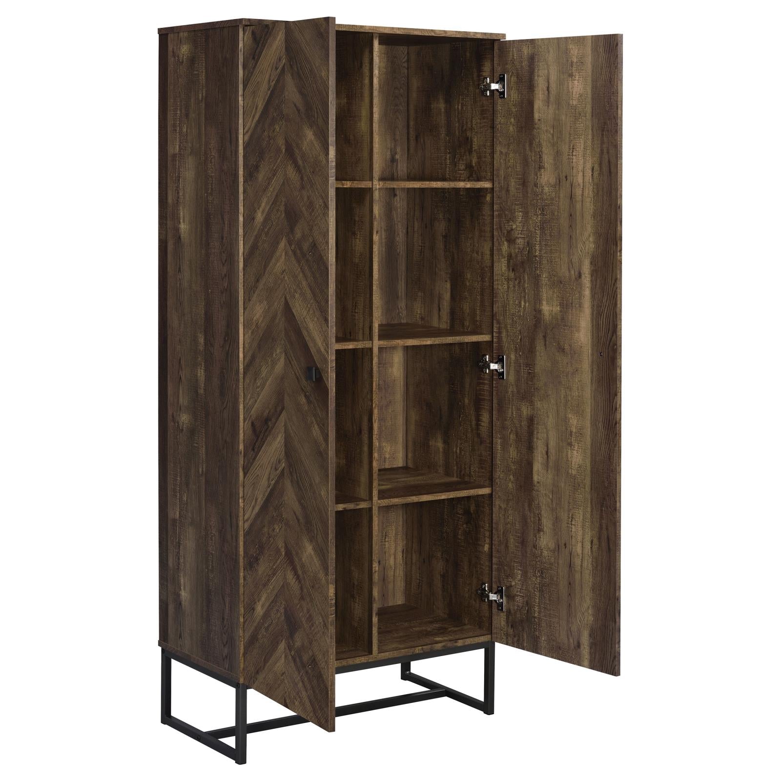 Carolyn Rustic Oak/Gunmetal 2-Door Accent Cabinet - 959640 - Bien Home Furniture &amp; Electronics