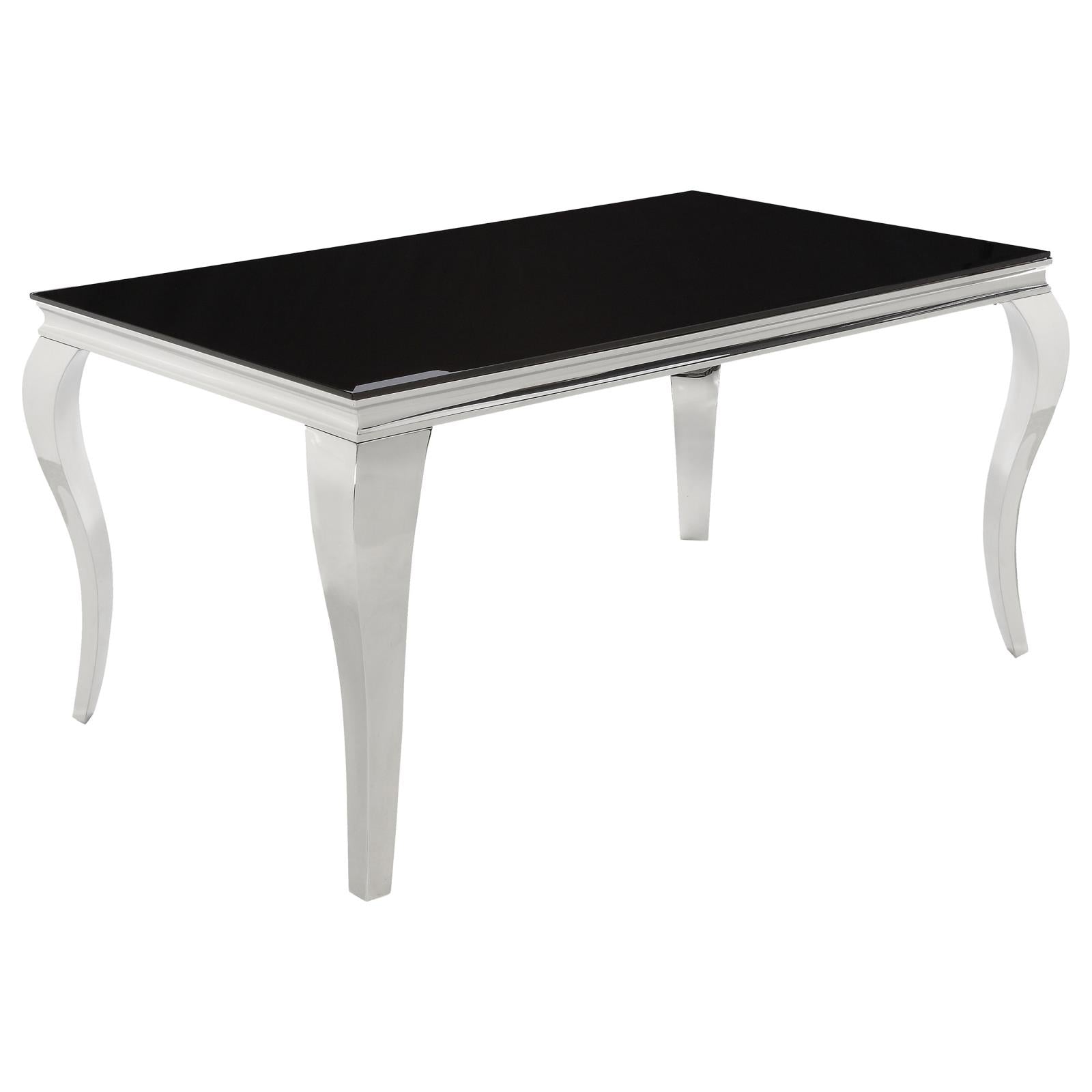 Carone Chrome/Black Rectangular Dining Table - 105071 - Bien Home Furniture &amp; Electronics