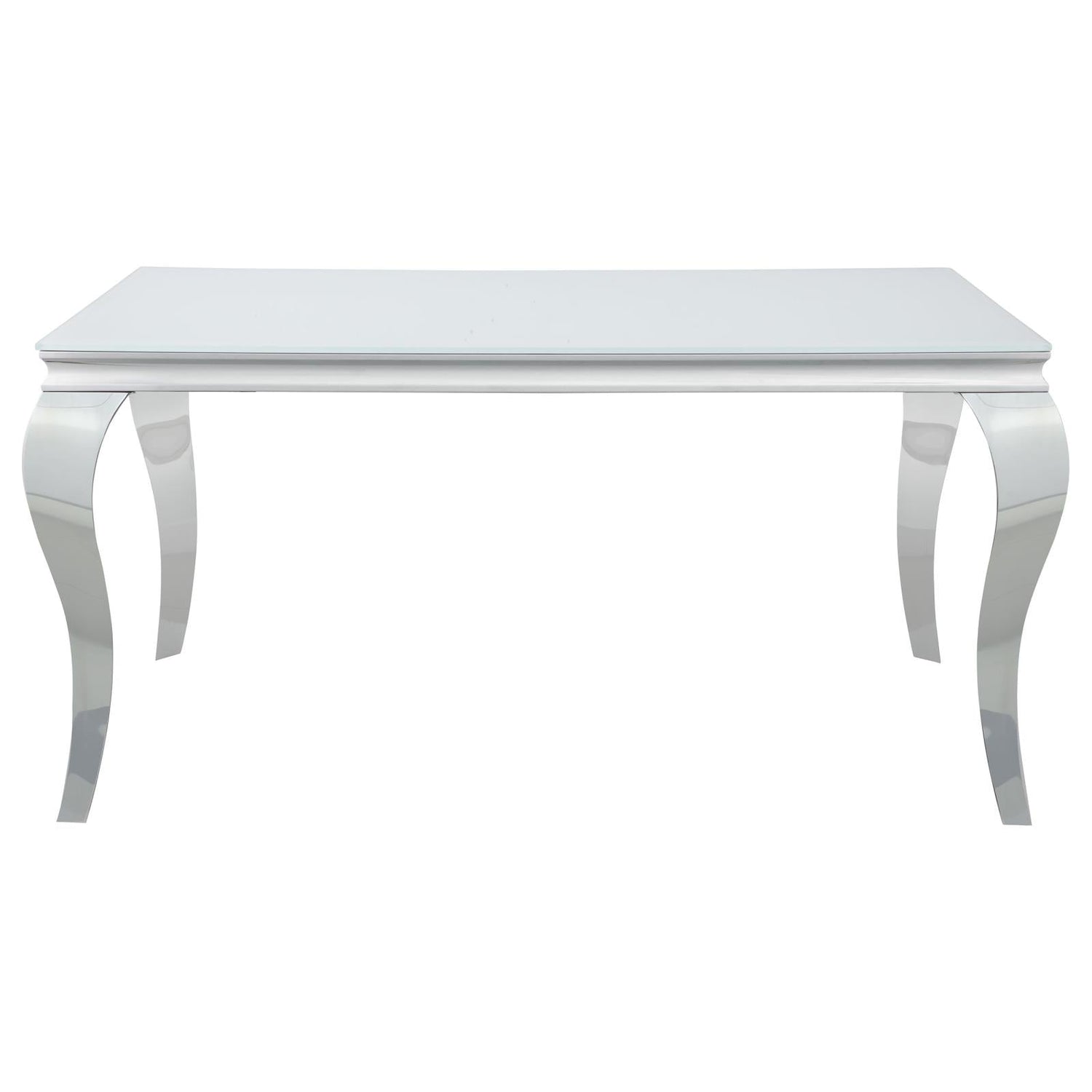 Carone White/Chrome Glass Top Dining Table - 115091 - Bien Home Furniture & Electronics