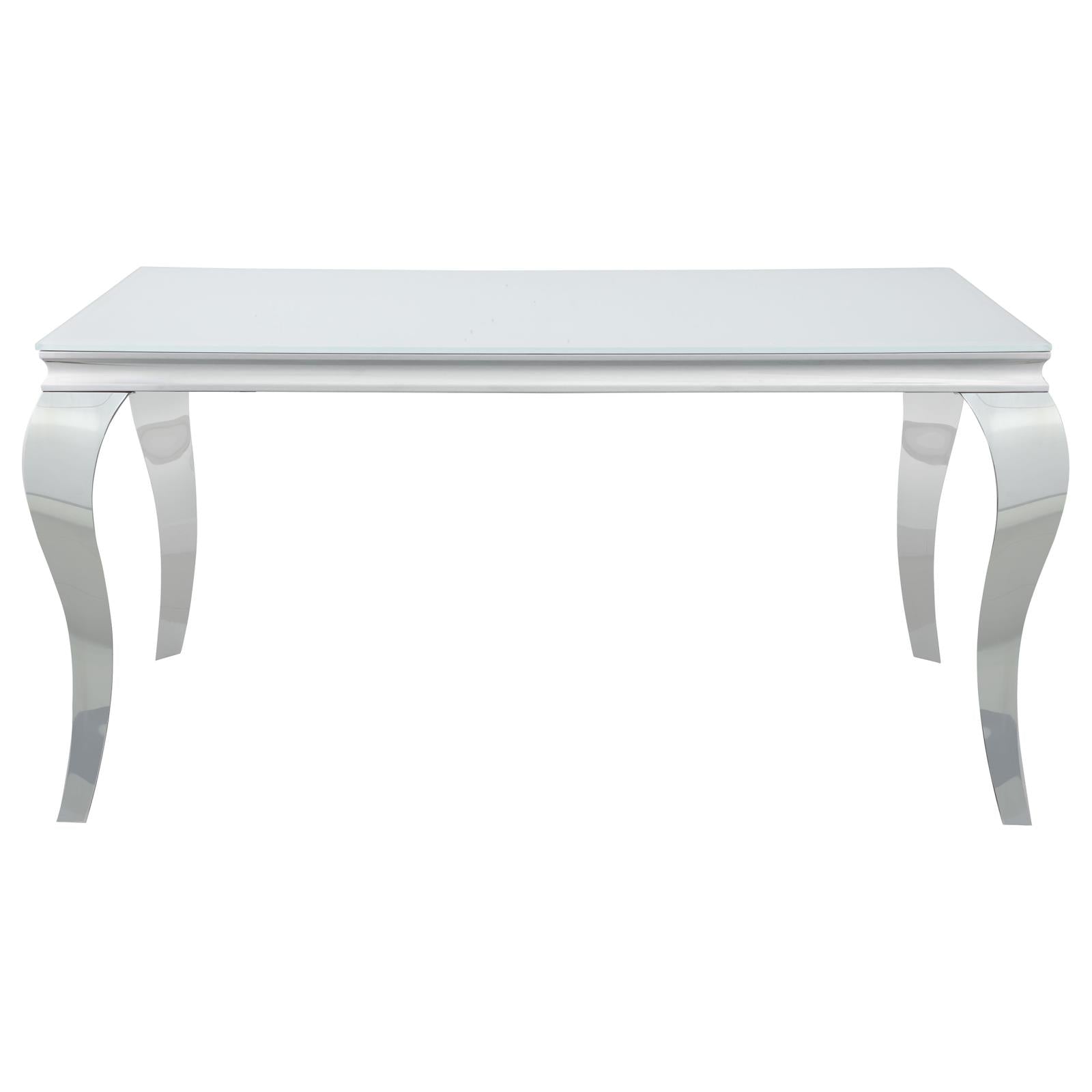 Carone White/Chrome Glass Top Dining Table - 115091 - Bien Home Furniture & Electronics
