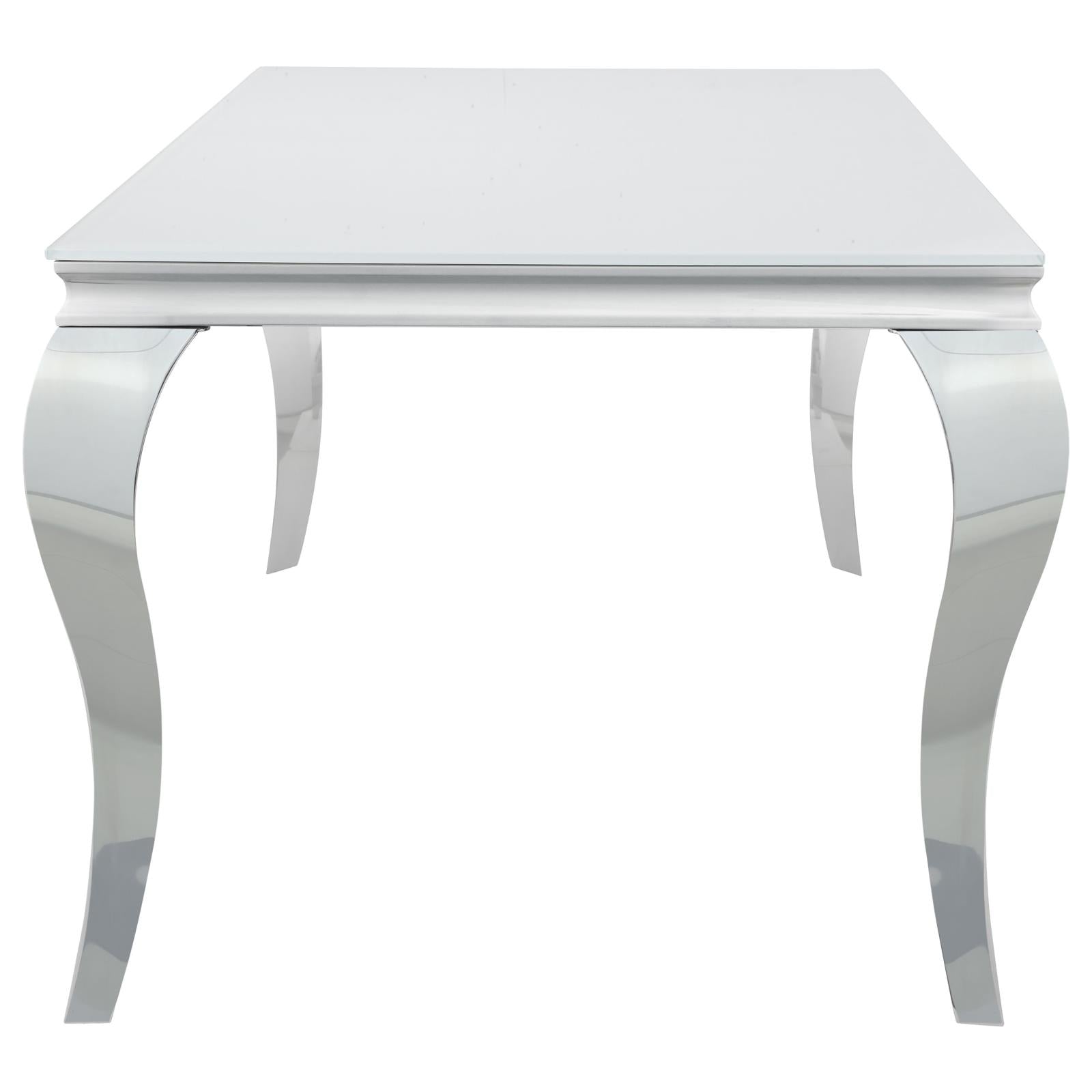 Carone White/Chrome Glass Top Dining Table - 115091 - Bien Home Furniture & Electronics