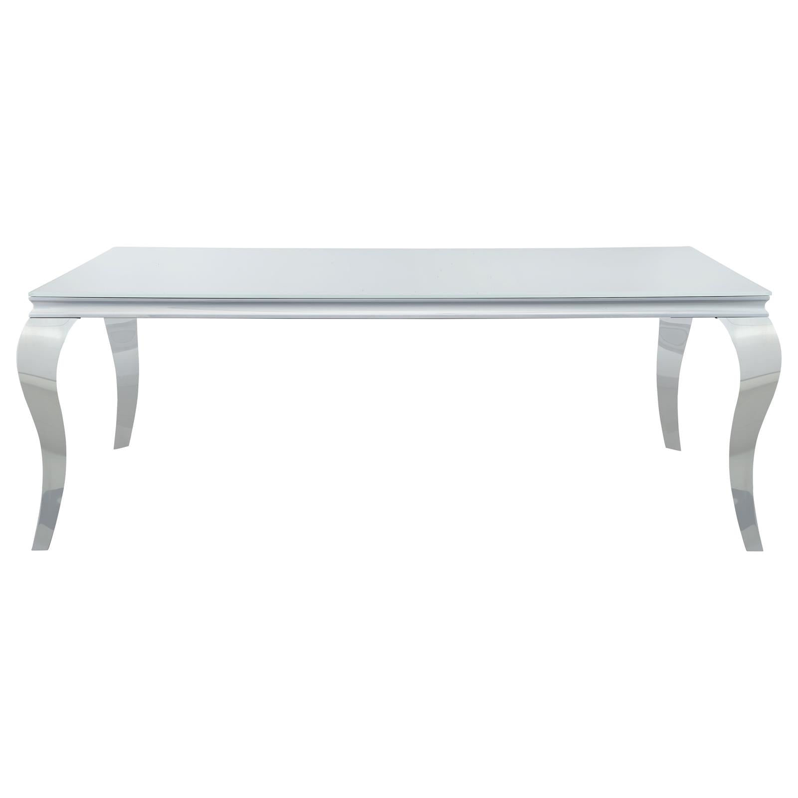 Carone White/Chrome Rectangular Glass Top Dining Table - 115081 - Bien Home Furniture & Electronics