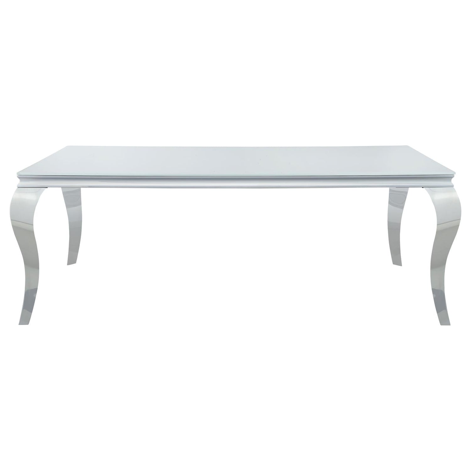 Carone White/Chrome Rectangular Glass Top Dining Table - 115081 - Bien Home Furniture & Electronics