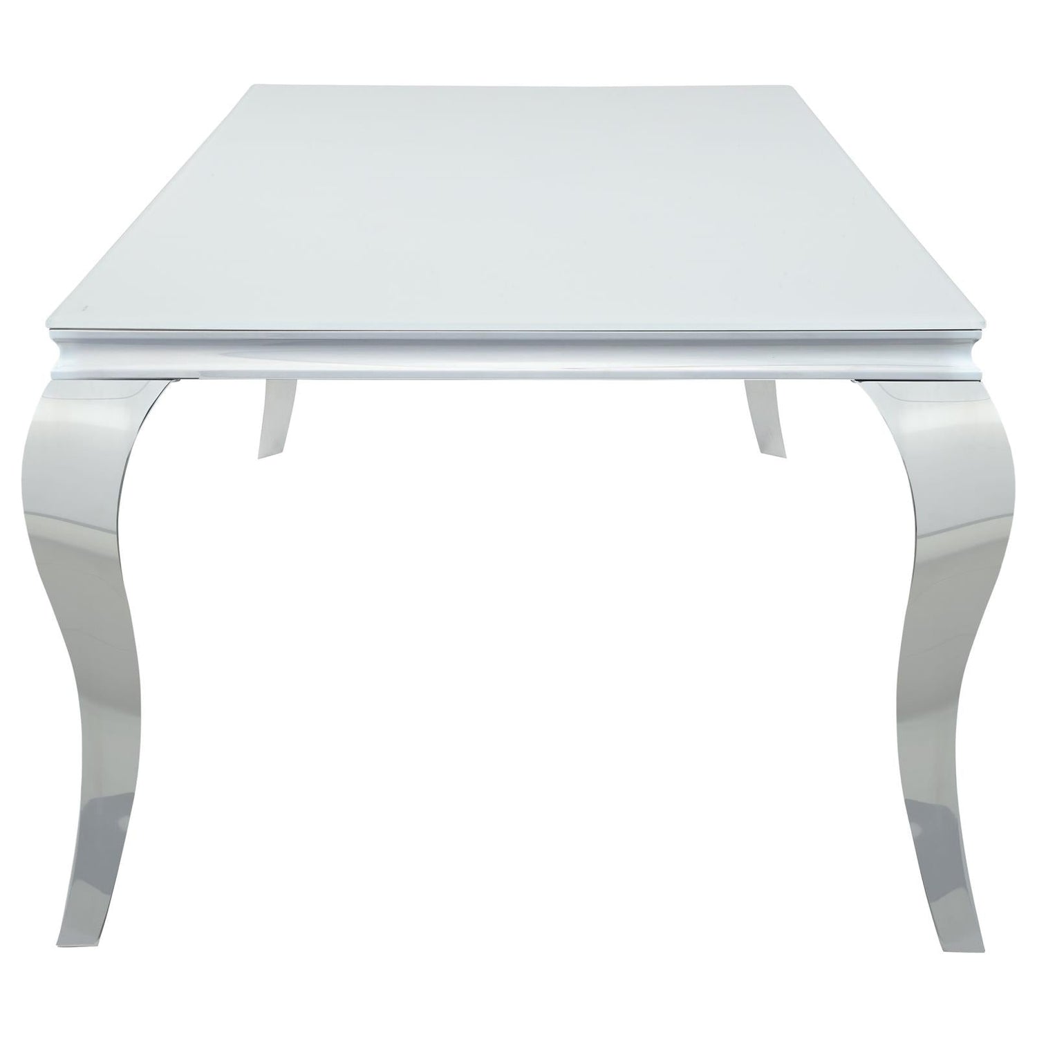 Carone White/Chrome Rectangular Glass Top Dining Table - 115081 - Bien Home Furniture & Electronics