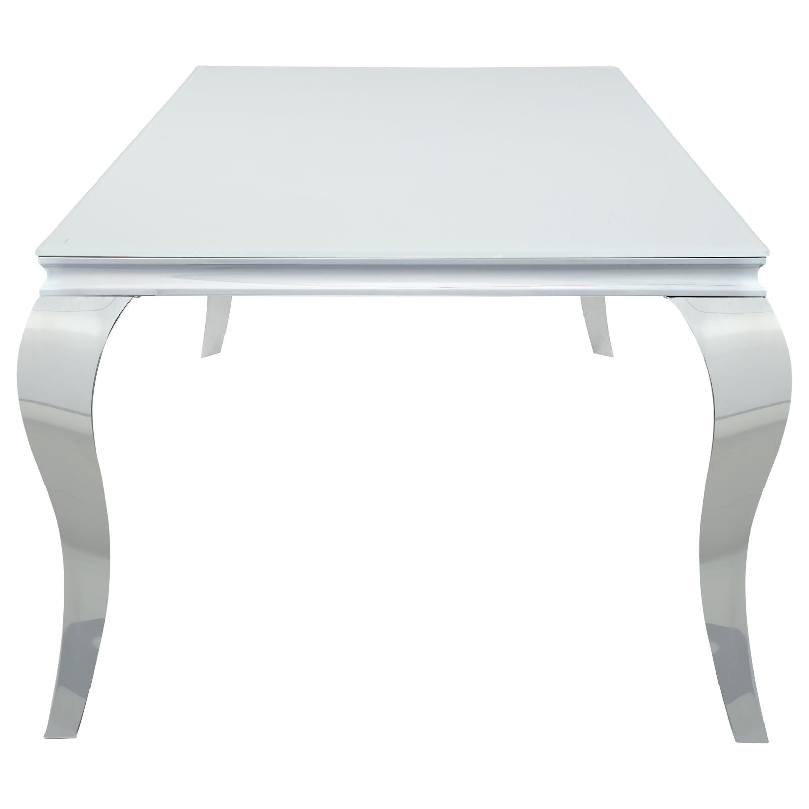 Carone White/Chrome Rectangular Glass Top Dining Table - 115081 - Bien Home Furniture & Electronics
