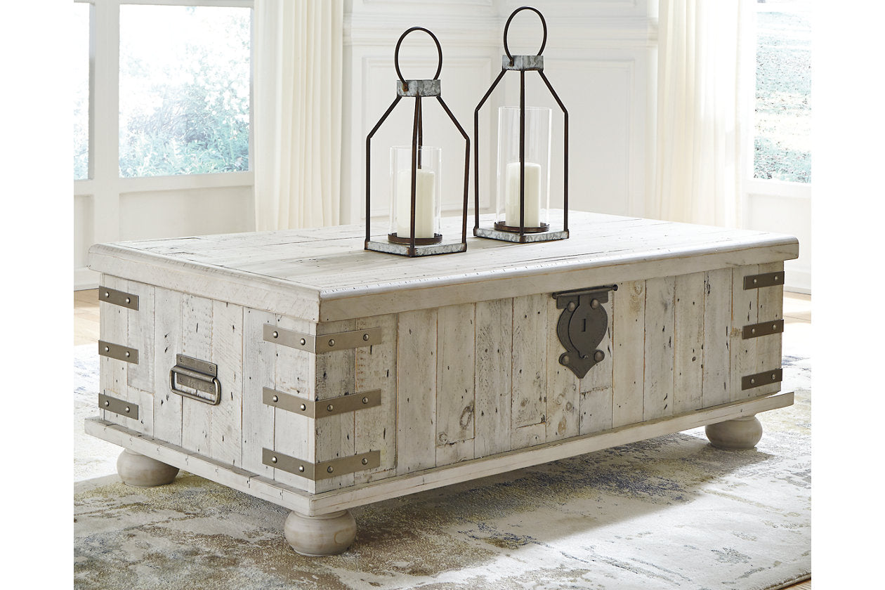 Carynhurst White Wash Gray Coffee Table with Lift Top - T757-9 - Bien Home Furniture & Electronics