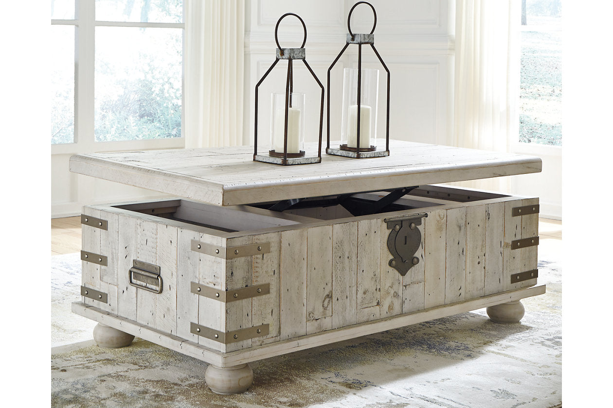 Carynhurst White Wash Gray Coffee Table with Lift Top - T757-9 - Bien Home Furniture & Electronics