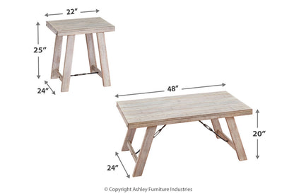 Carynhurst Whitewash Table, Set of 3 - T356-13 - Bien Home Furniture &amp; Electronics