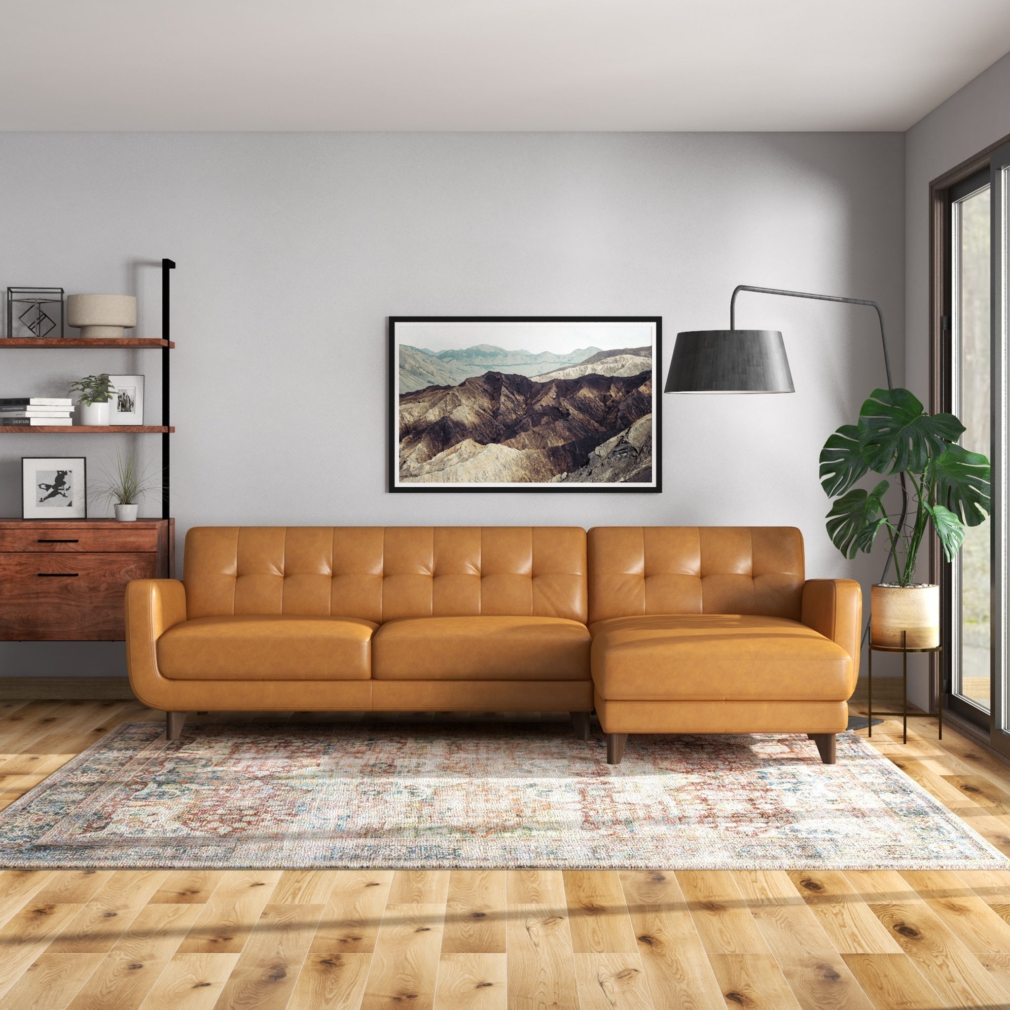 Cassie Tan Leather RAF Sectional - ASH2860 - Bien Home Furniture & Electronics