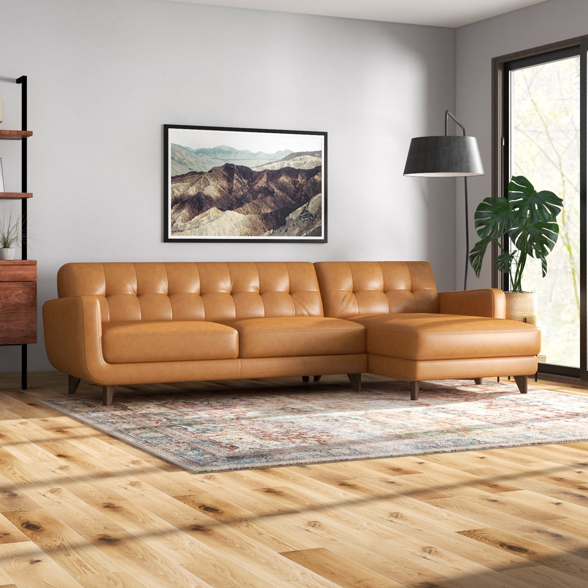 Cassie Tan Leather RAF Sectional - ASH2860 - Bien Home Furniture & Electronics
