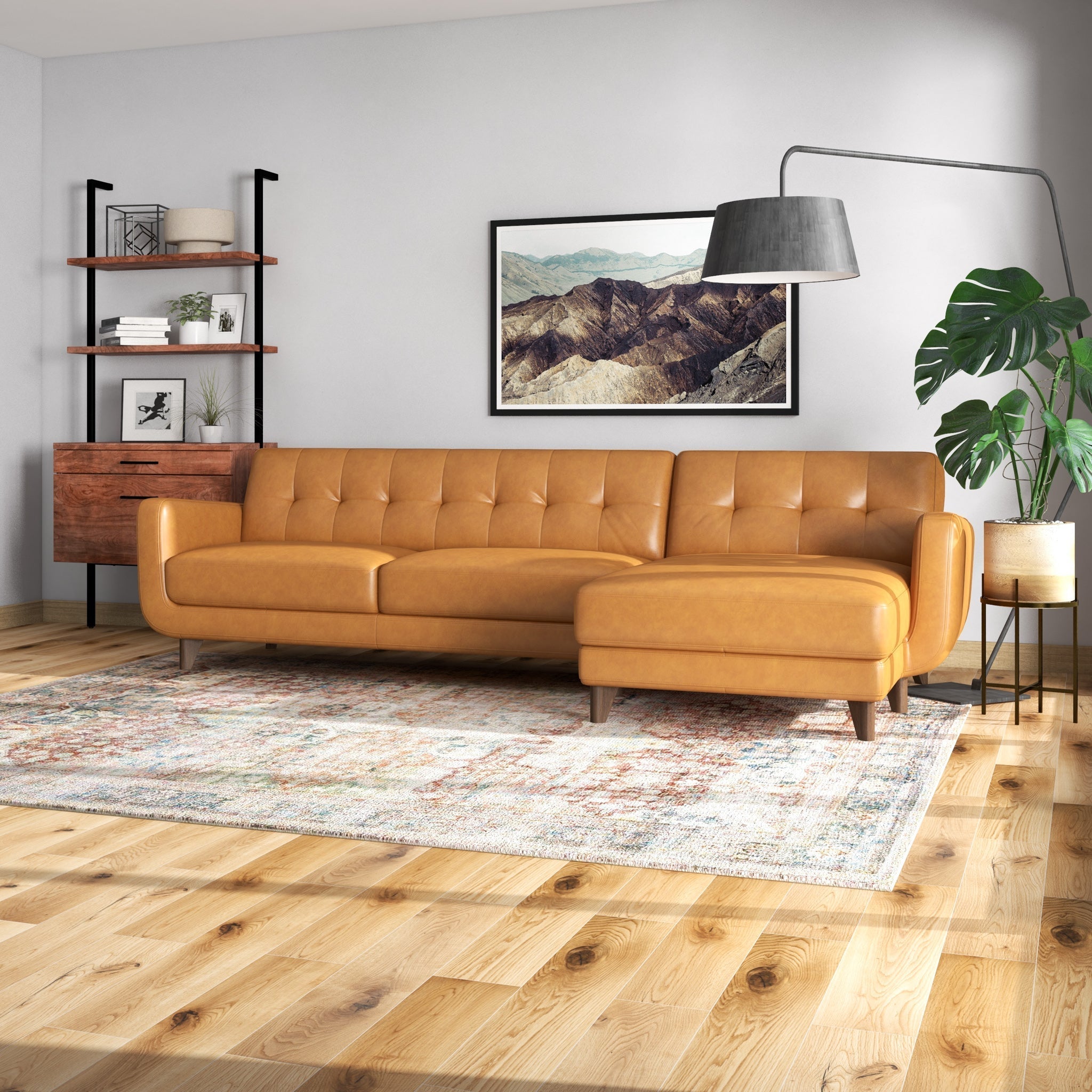 Cassie Tan Leather RAF Sectional - ASH2860 - Bien Home Furniture & Electronics