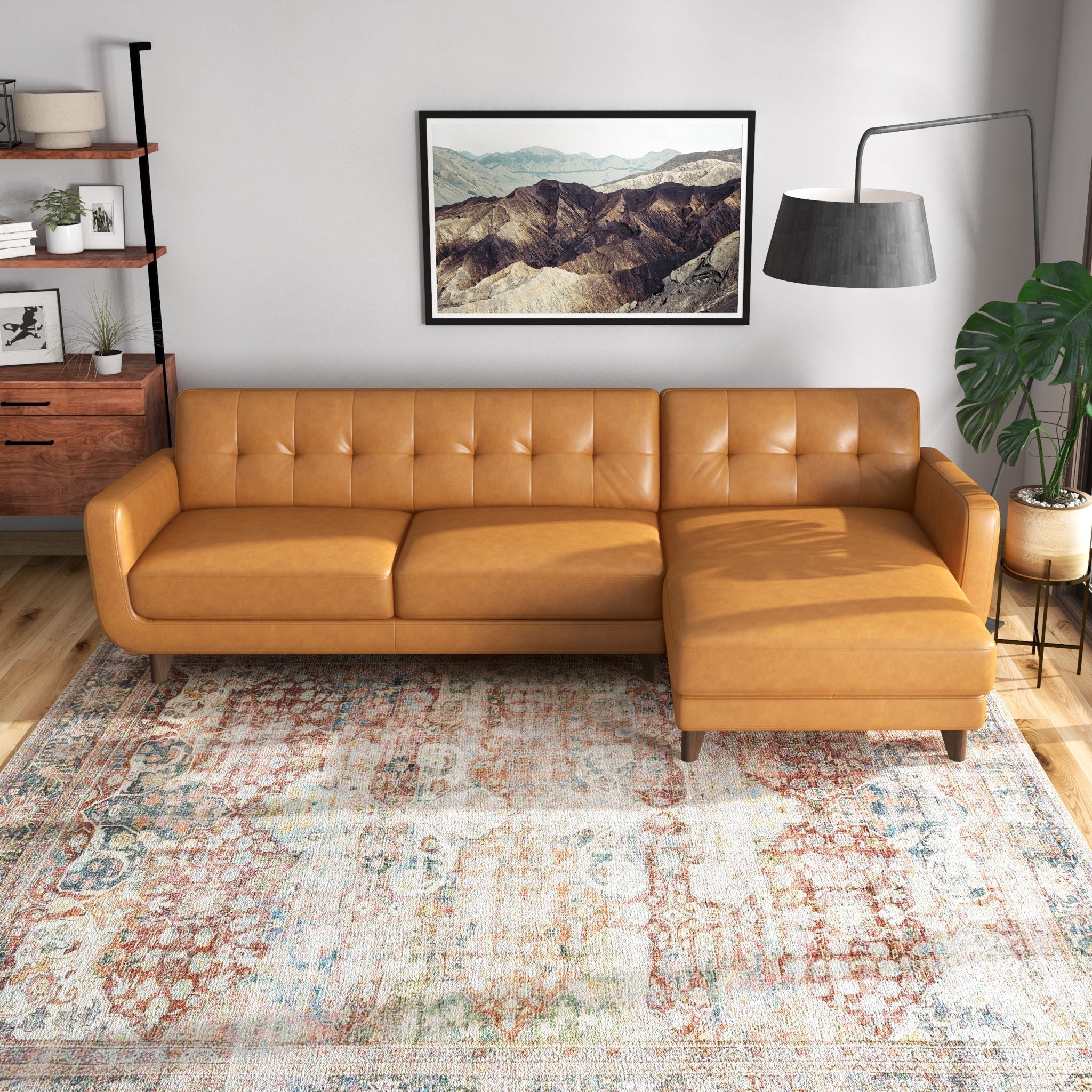 Cassie Tan Leather RAF Sectional - ASH2860 - Bien Home Furniture & Electronics