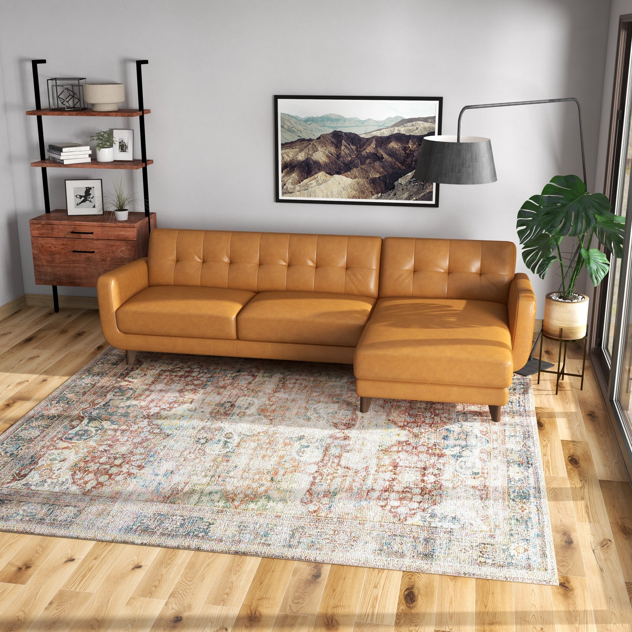 Cassie Tan Leather RAF Sectional - ASH2860 - Bien Home Furniture & Electronics