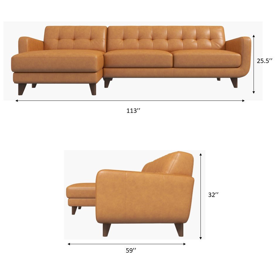Cassie Tan Leather RAF Sectional - ASH2860 - Bien Home Furniture & Electronics
