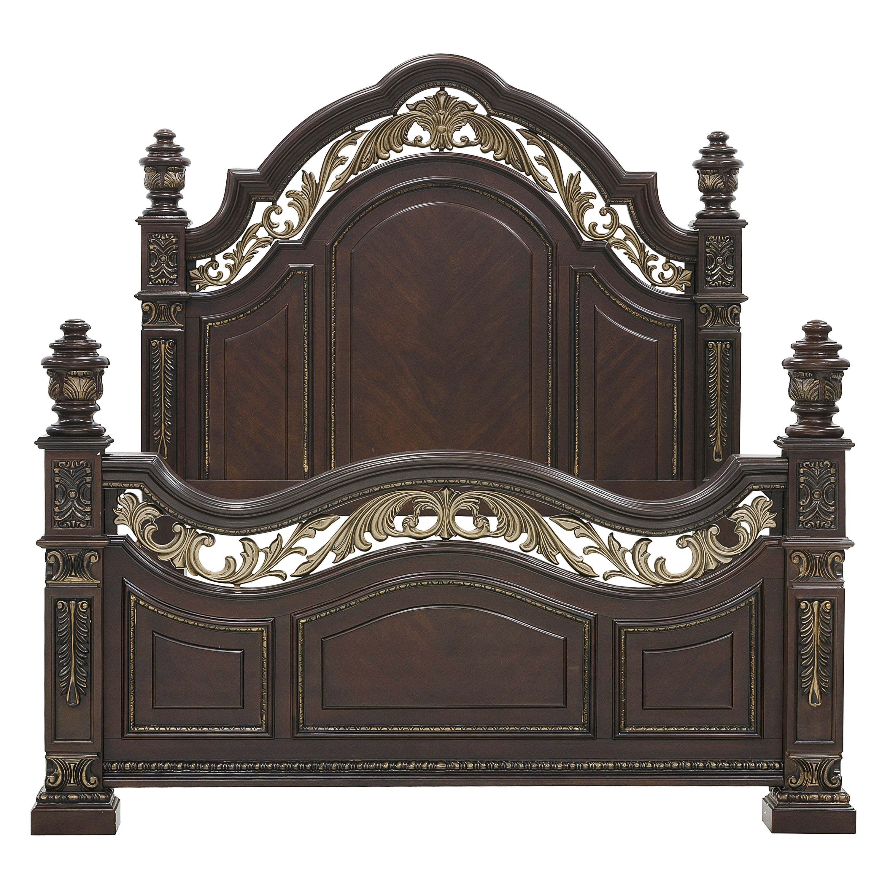 Catalonia Cherry King Poster Bed - SET | 1824K-1 | 1824K-2 | 1824-3 | 1824-1P | 1824-2P - Bien Home Furniture & Electronics
