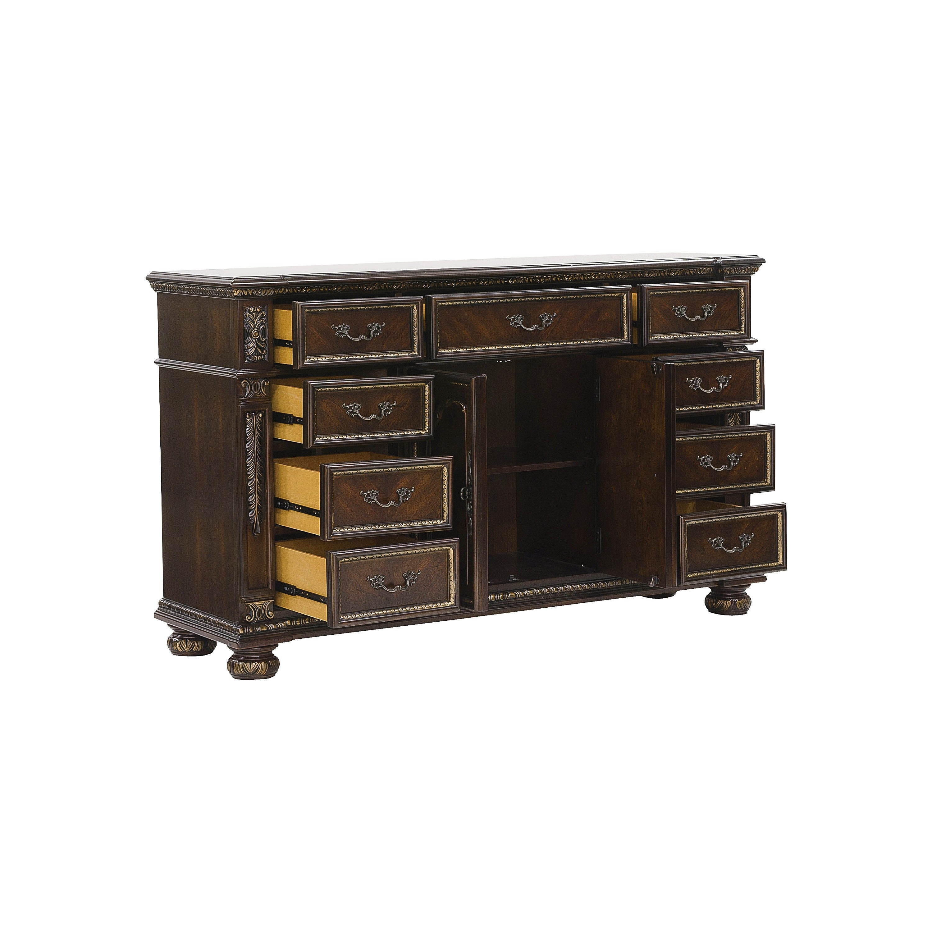 Catalonia Cherry Poster Bedroom Set - SET | 1824K-1 | 1824K-2 | 1824-3 | 1824-1P | 1824-2P | 1824-5 | 1824-6 | 1824-4 | 1824-9 - Bien Home Furniture & Electronics