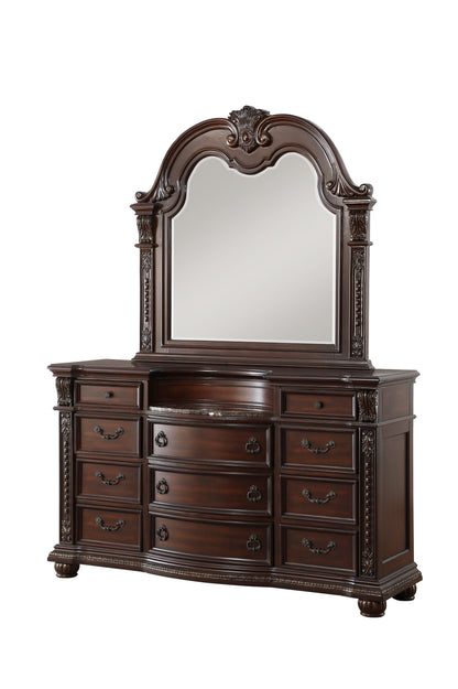 Cavalier Dark Cherry Upholstered Sleigh Bedroom Set - SET | 1757-1 | 1757-2 | 1757-3 | 1757-1P | 1757-4 | 1757-9 - Bien Home Furniture &amp; Electronics