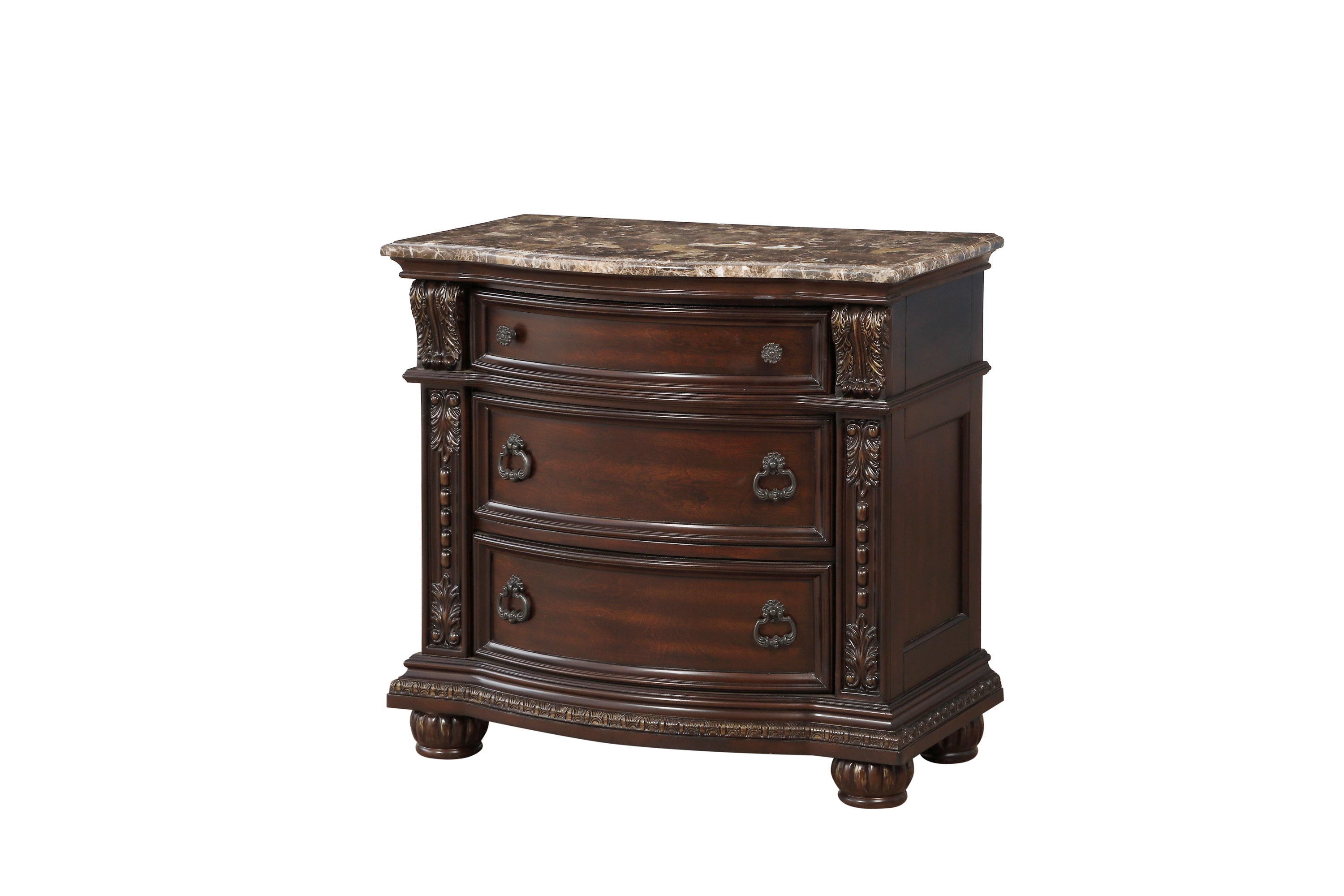 Cavalier Dark Cherry Upholstered Sleigh Bedroom Set - SET | 1757-1 | 1757-2 | 1757-3 | 1757-1P | 1757-4 | 1757-9 - Bien Home Furniture & Electronics