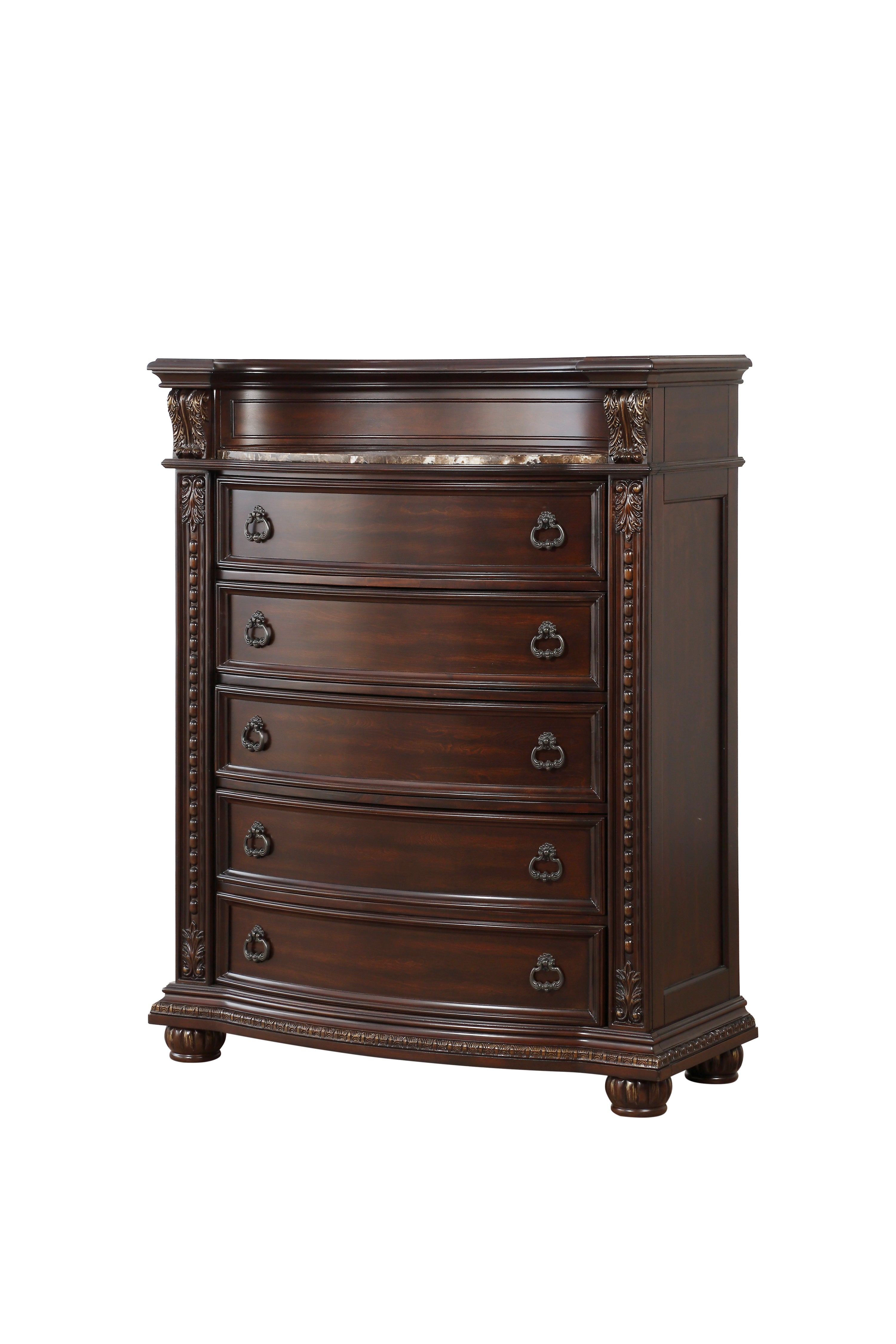 Cavalier Dark Cherry Upholstered Sleigh Bedroom Set - SET | 1757-1 | 1757-2 | 1757-3 | 1757-1P | 1757-4 | 1757-9 - Bien Home Furniture & Electronics