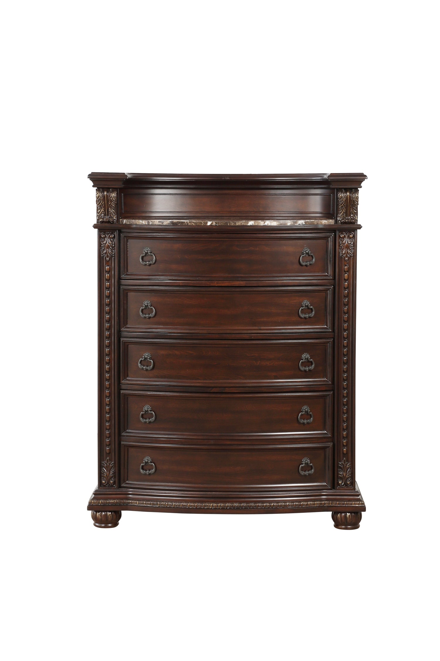 Cavalier Dark Cherry Upholstered Sleigh Bedroom Set - SET | 1757-1 | 1757-2 | 1757-3 | 1757-1P | 1757-4 | 1757-9 - Bien Home Furniture & Electronics