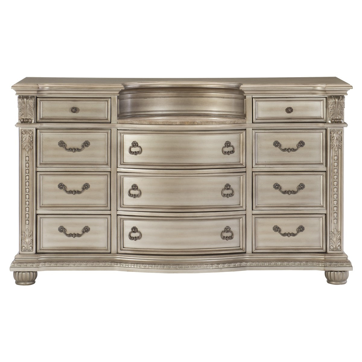 Cavalier Silver Upholstered Sleigh Bedroom Set - SET | 1757SVK-1 | 1757SVK-2 | 1757SV-3 | 1757SV-1P | 1757SV-5 | 1757SV-6 | 1757SV-4 - Bien Home Furniture & Electronics