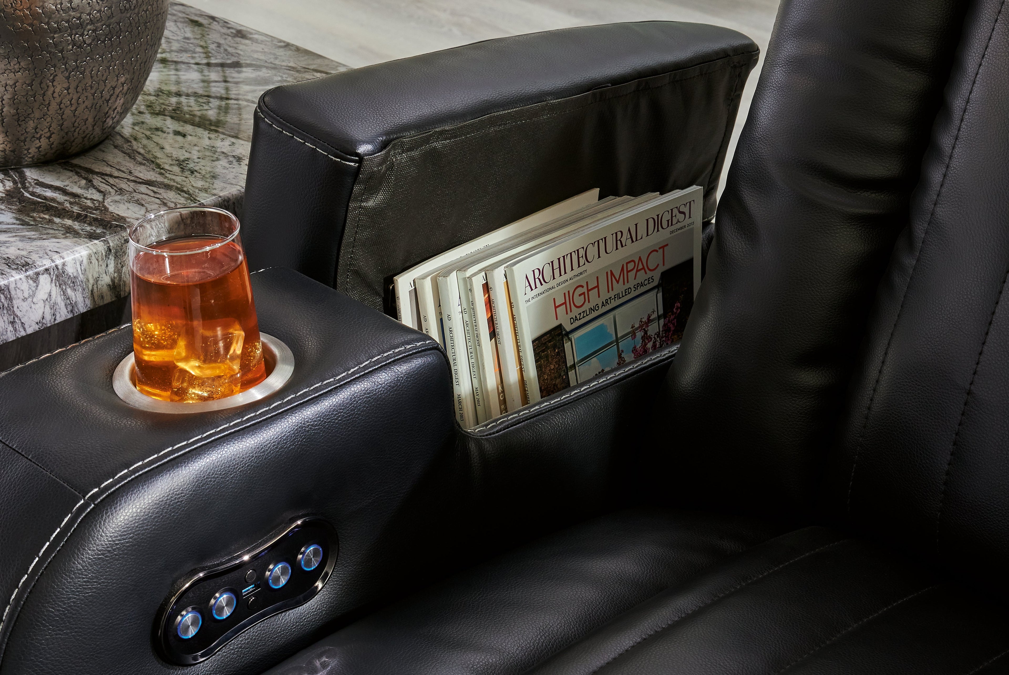 Caveman Den Midnight Power Reclining Loveseat with Console - 9070318 - Bien Home Furniture & Electronics