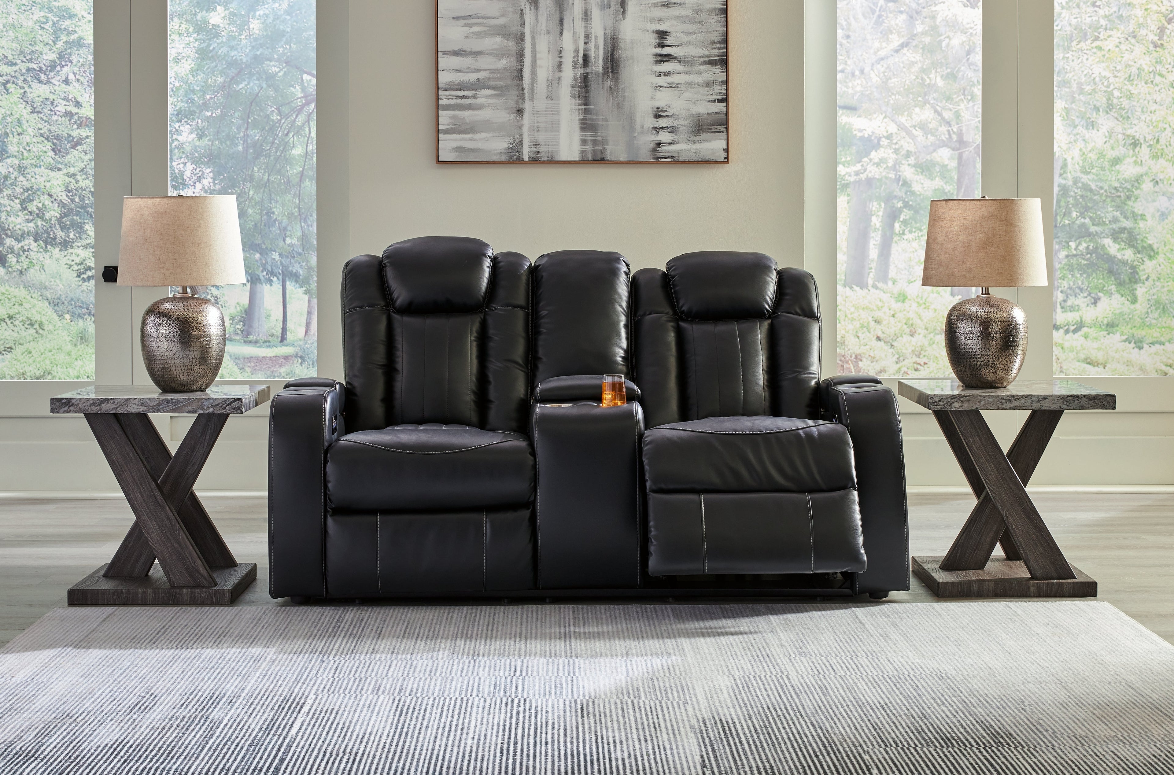 Caveman Den Midnight Power Reclining Loveseat with Console - 9070318 - Bien Home Furniture & Electronics