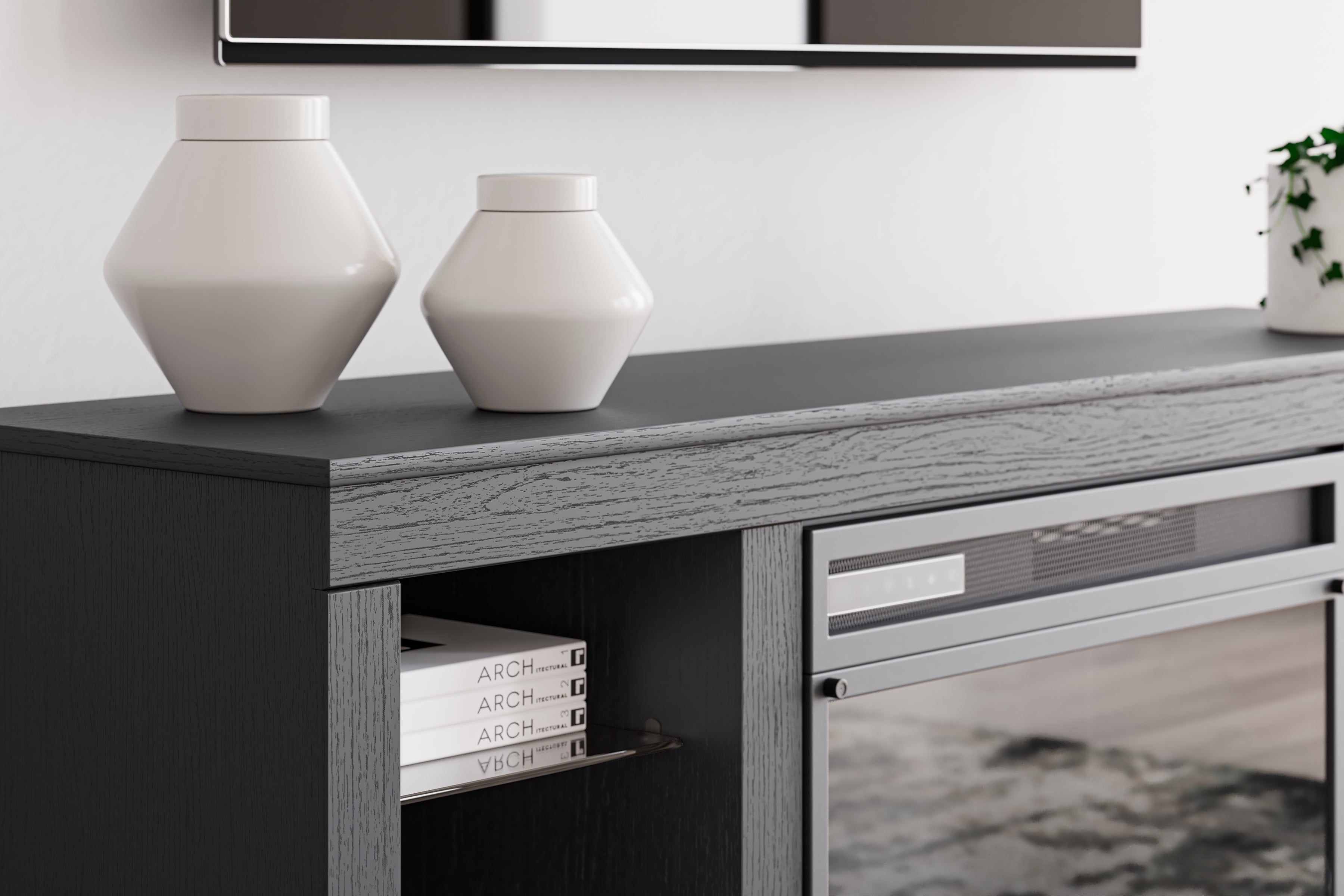 Cayberry Black 60" TV Stand with Electric Fireplace - W2721-168 - Bien Home Furniture & Electronics
