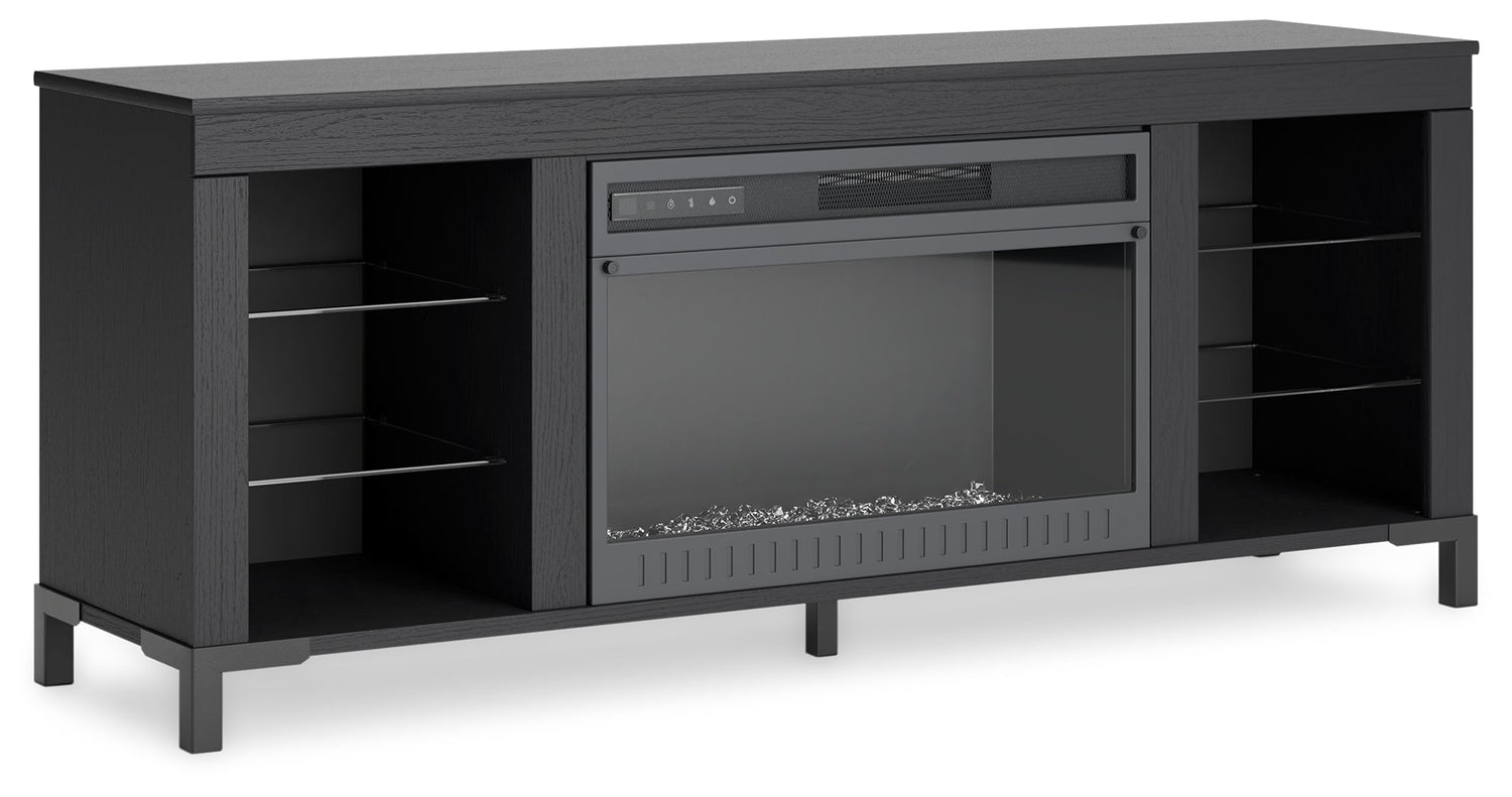 Cayberry Black 60" TV Stand with Electric Fireplace - W2721-168 - Bien Home Furniture & Electronics