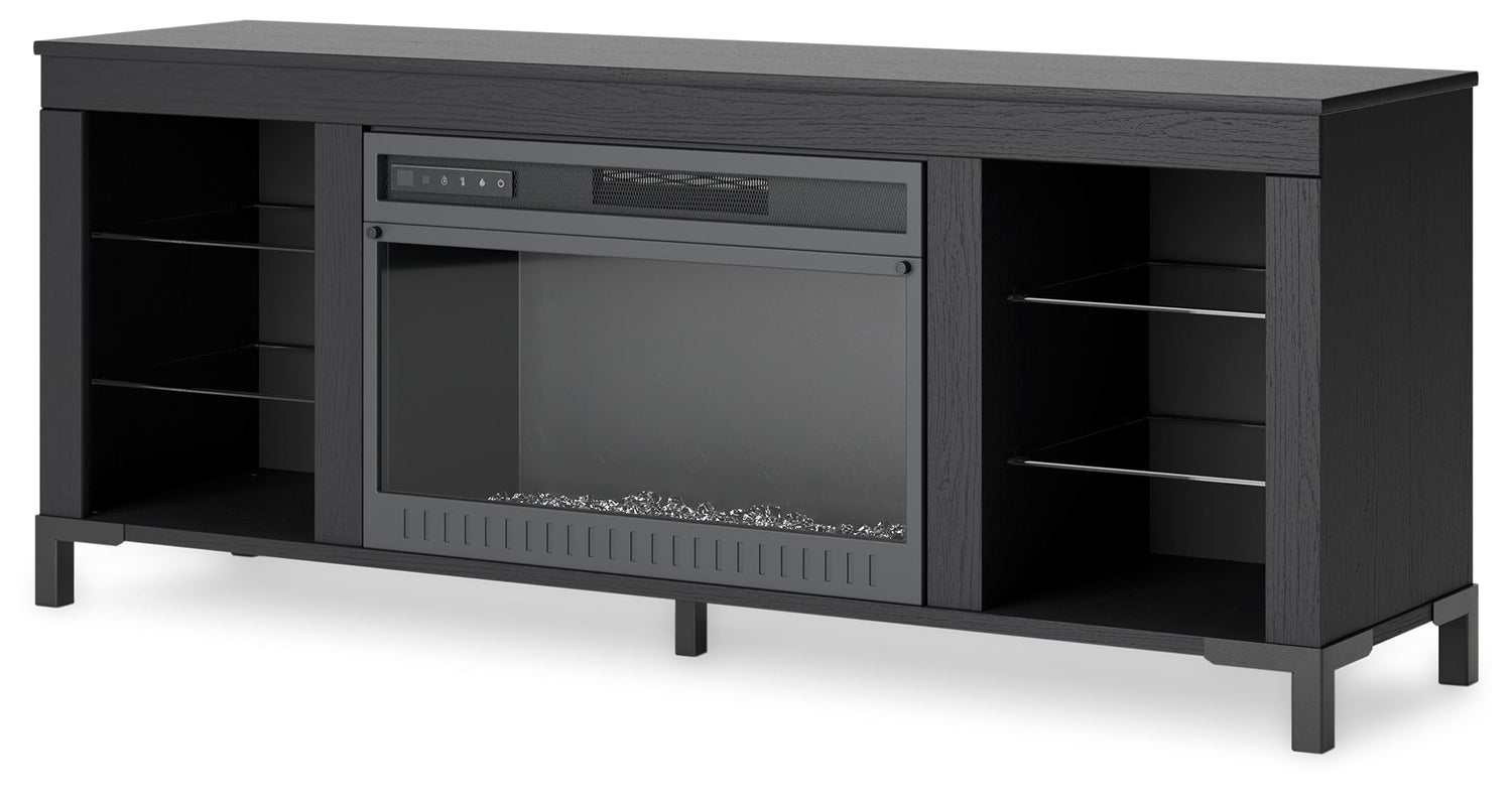 Cayberry Black 60" TV Stand with Electric Fireplace - W2721-168 - Bien Home Furniture & Electronics