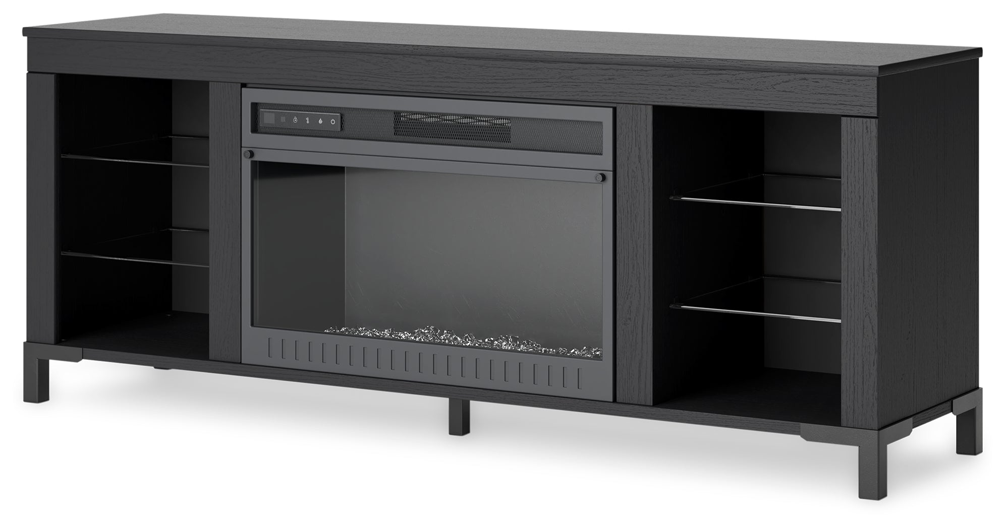 Cayberry Black 60&quot; TV Stand with Electric Fireplace - W2721-168 - Bien Home Furniture &amp; Electronics