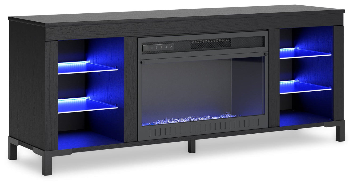 Cayberry Black 60" TV Stand with Electric Fireplace - W2721-168 - Bien Home Furniture & Electronics