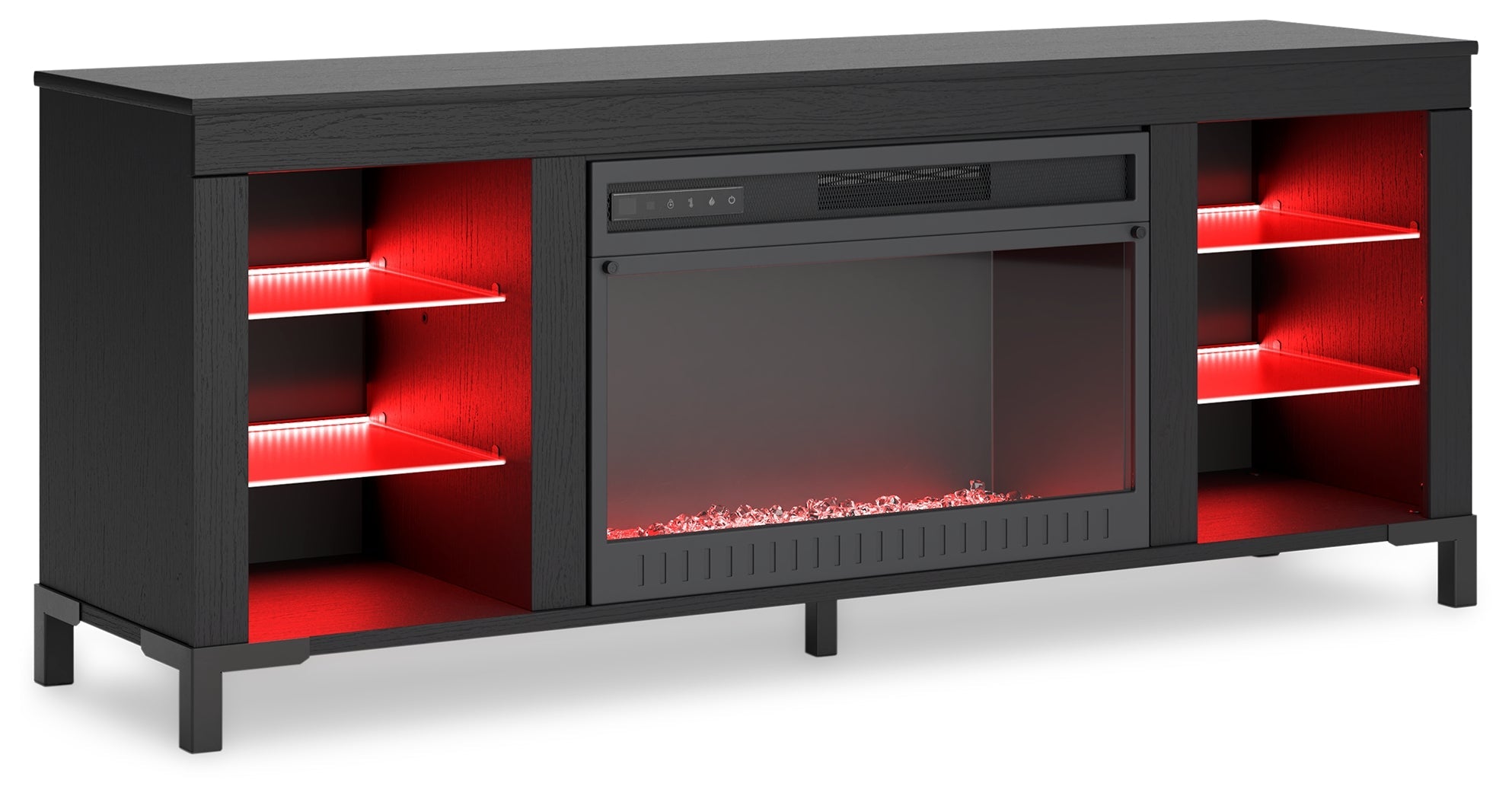 Cayberry Black 60" TV Stand with Electric Fireplace - W2721-168 - Bien Home Furniture & Electronics