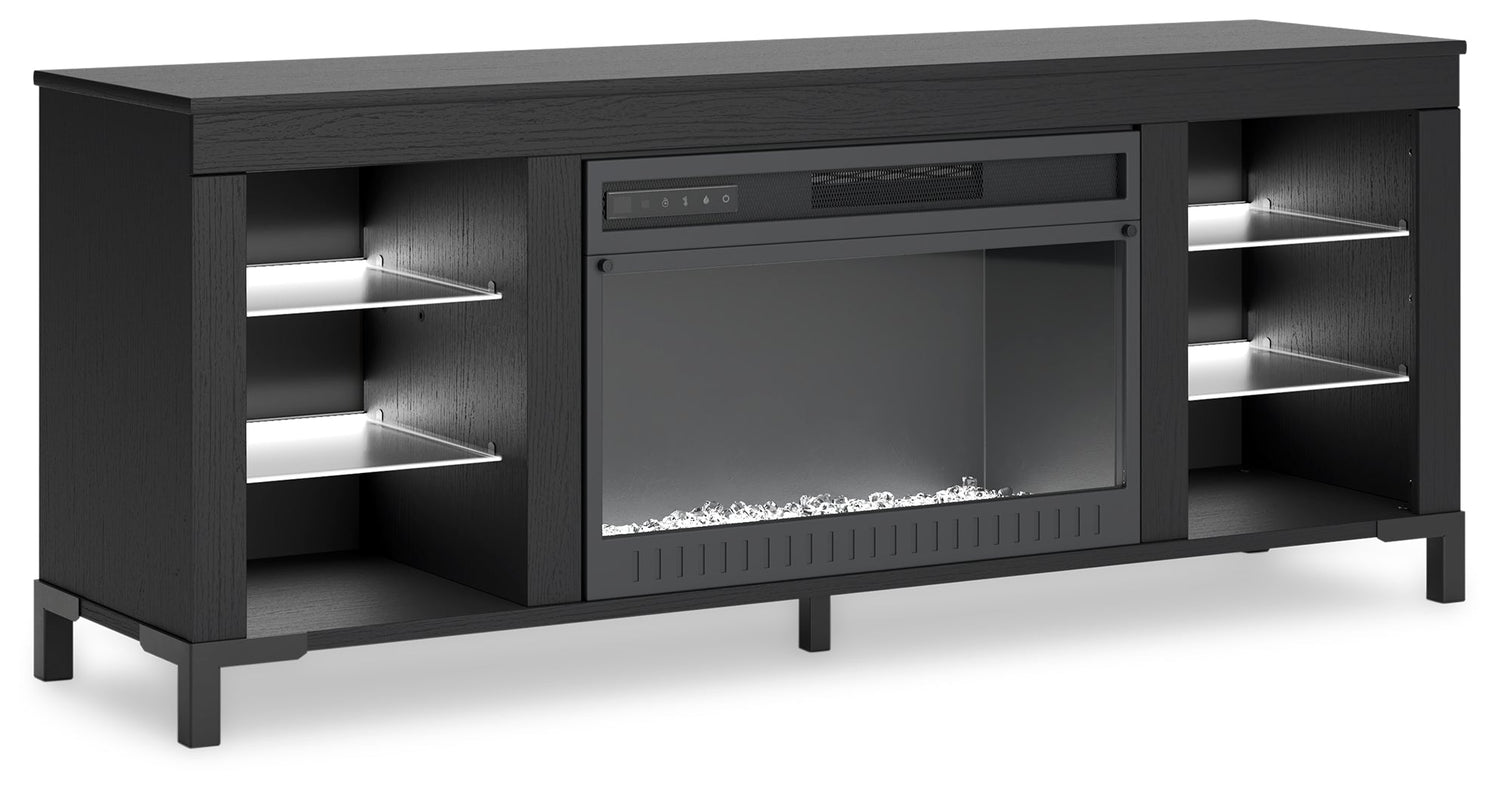Cayberry Black 60" TV Stand with Electric Fireplace - W2721-168 - Bien Home Furniture & Electronics