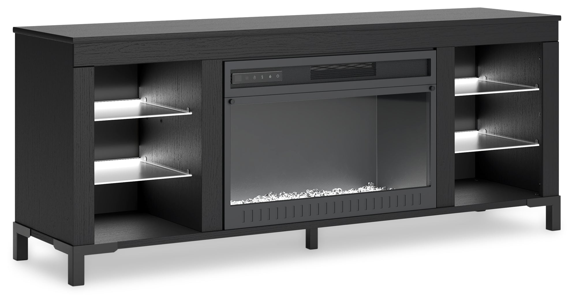 Cayberry Black 60&quot; TV Stand with Electric Fireplace - W2721-168 - Bien Home Furniture &amp; Electronics