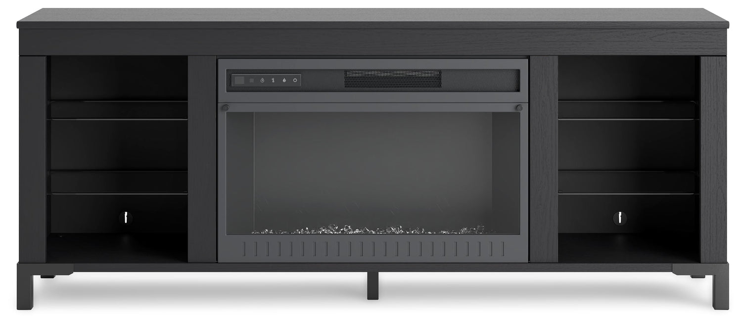 Cayberry Black 60" TV Stand with Electric Fireplace - W2721-168 - Bien Home Furniture & Electronics