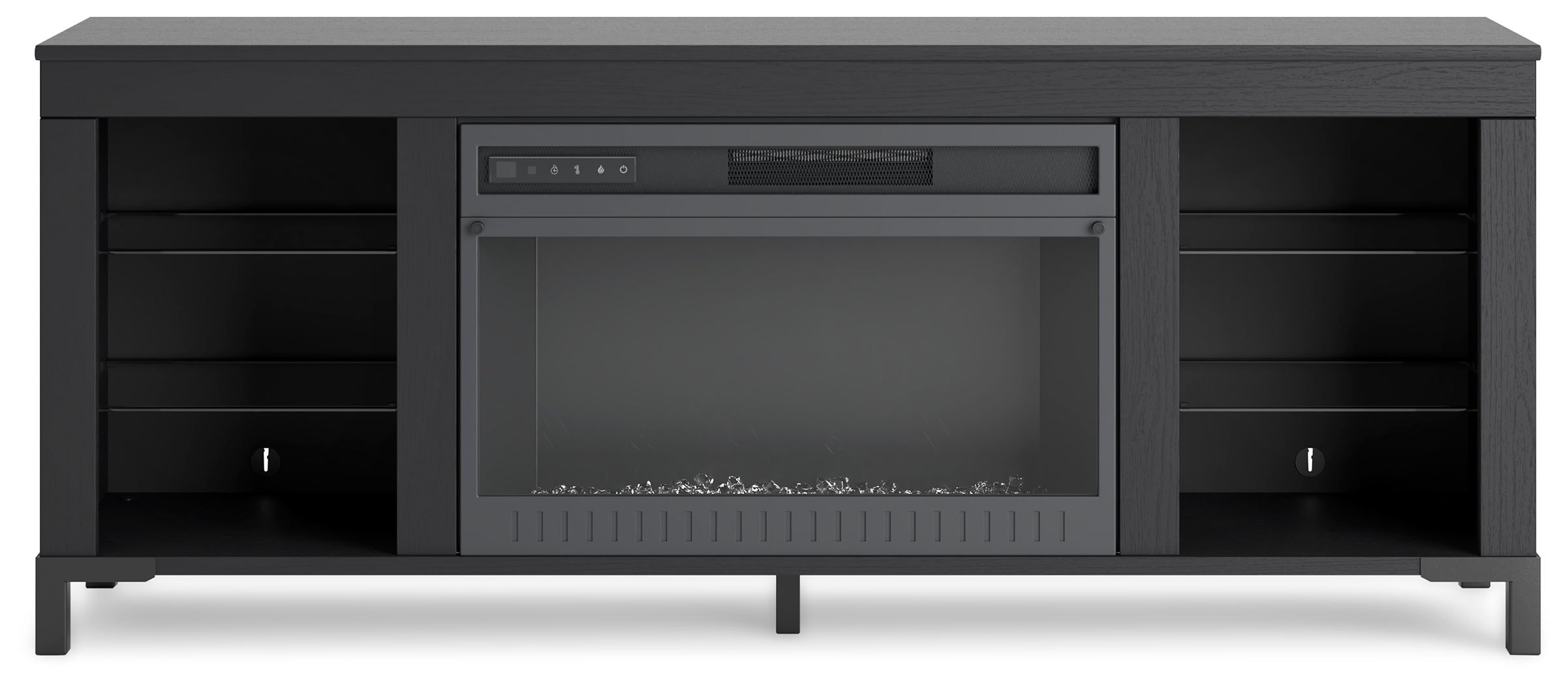 Cayberry Black 60&quot; TV Stand with Electric Fireplace - W2721-168 - Bien Home Furniture &amp; Electronics