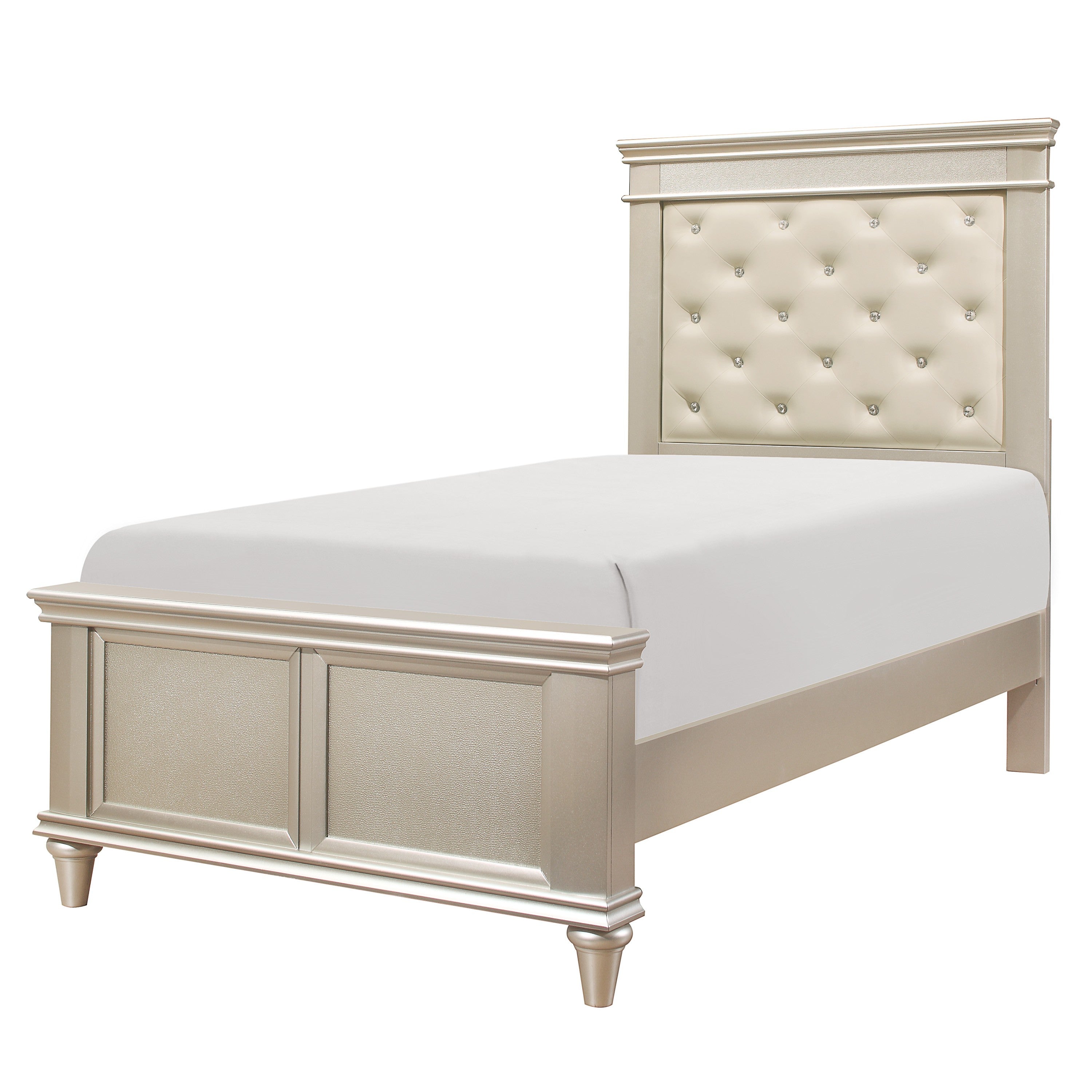 Celandine Silver Upholstered Panel Youth Bedroom Set - SET | 1928-5 | 1928-6 | 1928-4 | 1928-9 | 1928F-1 | 1928F-2 | 1928F-3 - Bien Home Furniture & Electronics