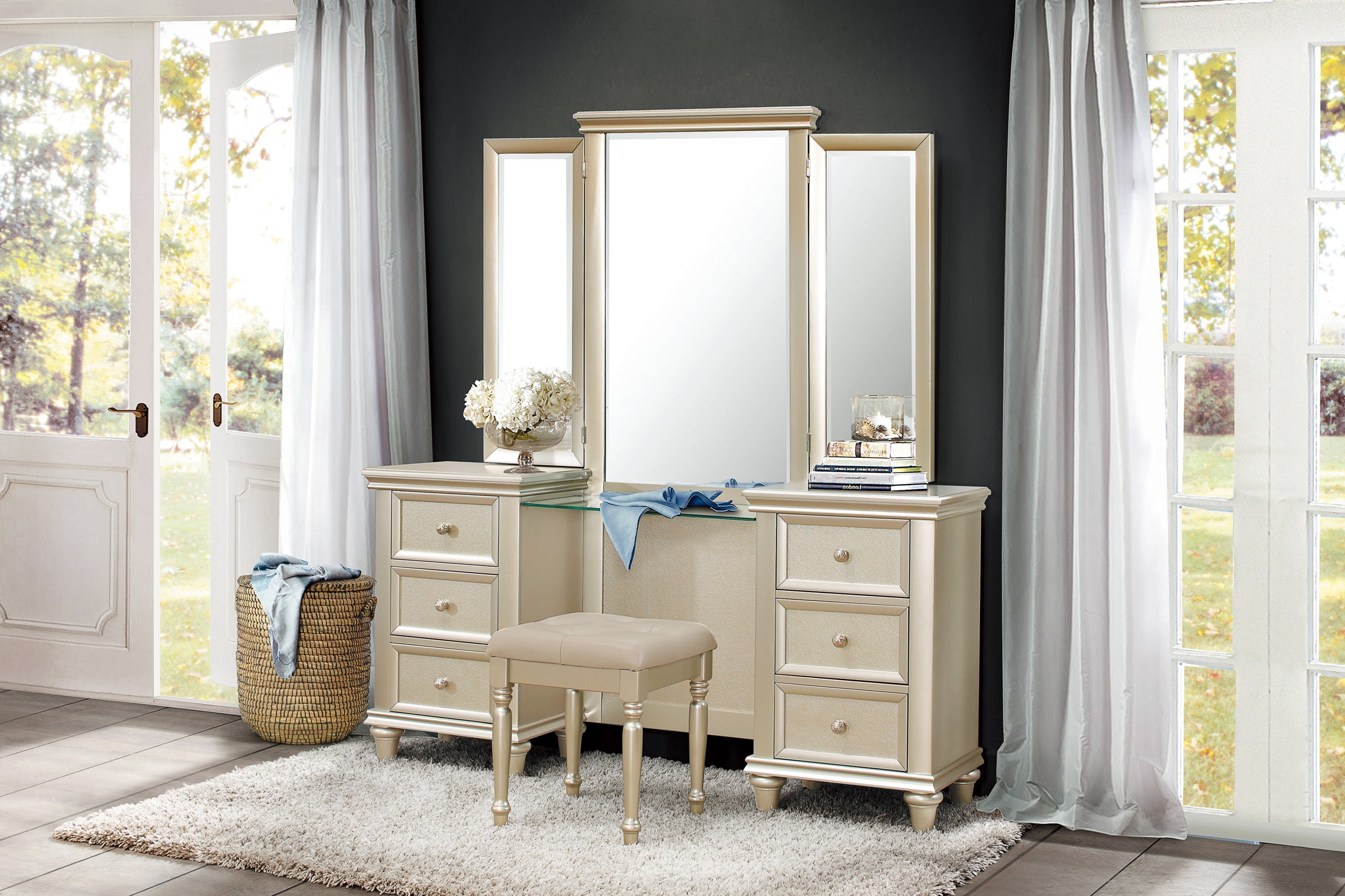 Celandine Silver Vanity Set - SET | 1928-15L | 1928-15R | 1928-15M - Bien Home Furniture & Electronics