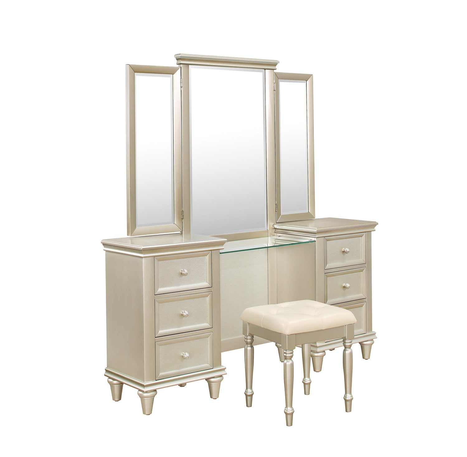 Celandine Silver Vanity Set - SET | 1928-15L | 1928-15R | 1928-15M - Bien Home Furniture & Electronics