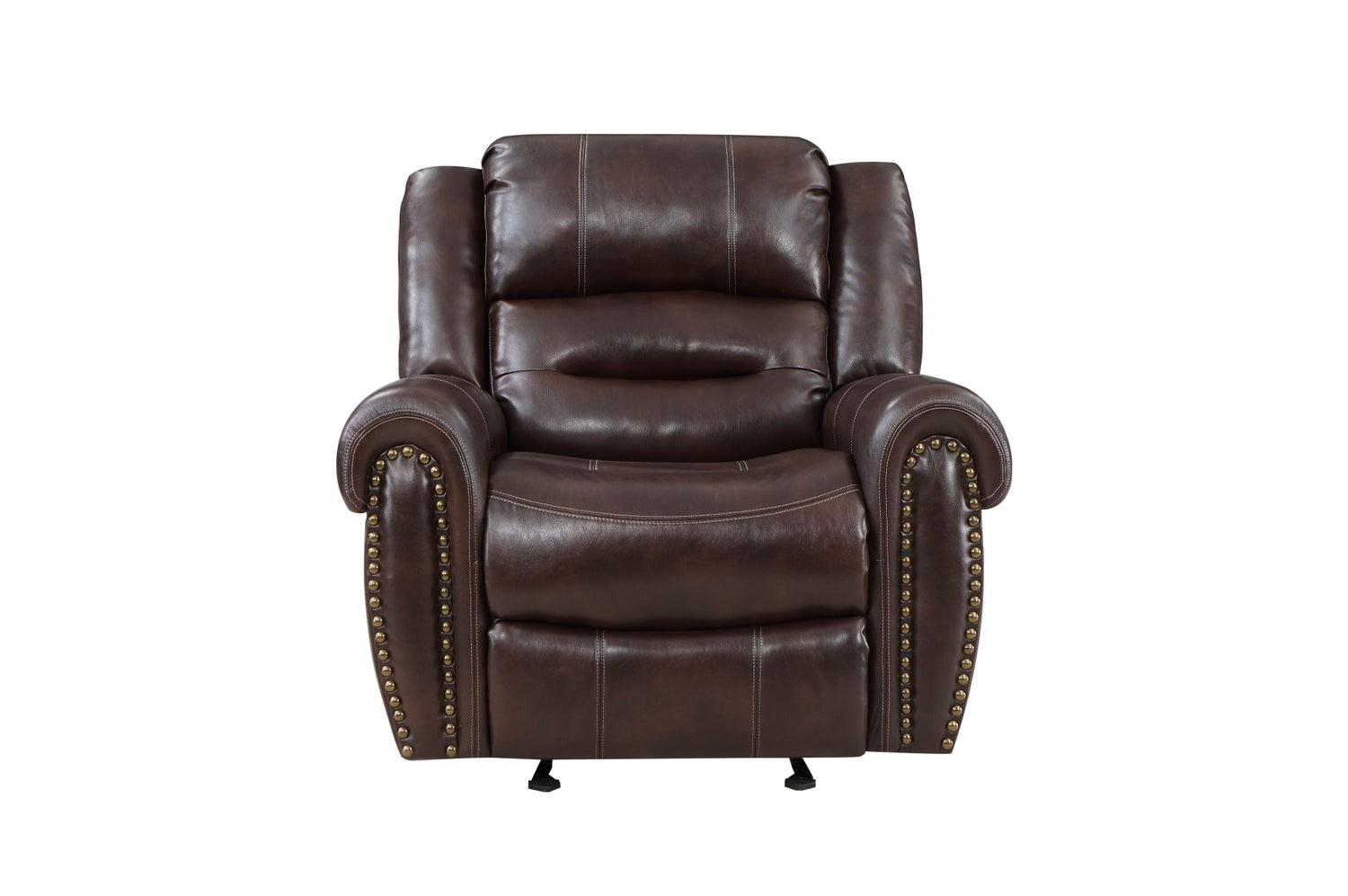 Center Hill Brown Bonded Leather Reclining Living Room Set - SET | 9668NBR-3 | 9668NBR-2 | 9668NBR-1 - Bien Home Furniture & Electronics