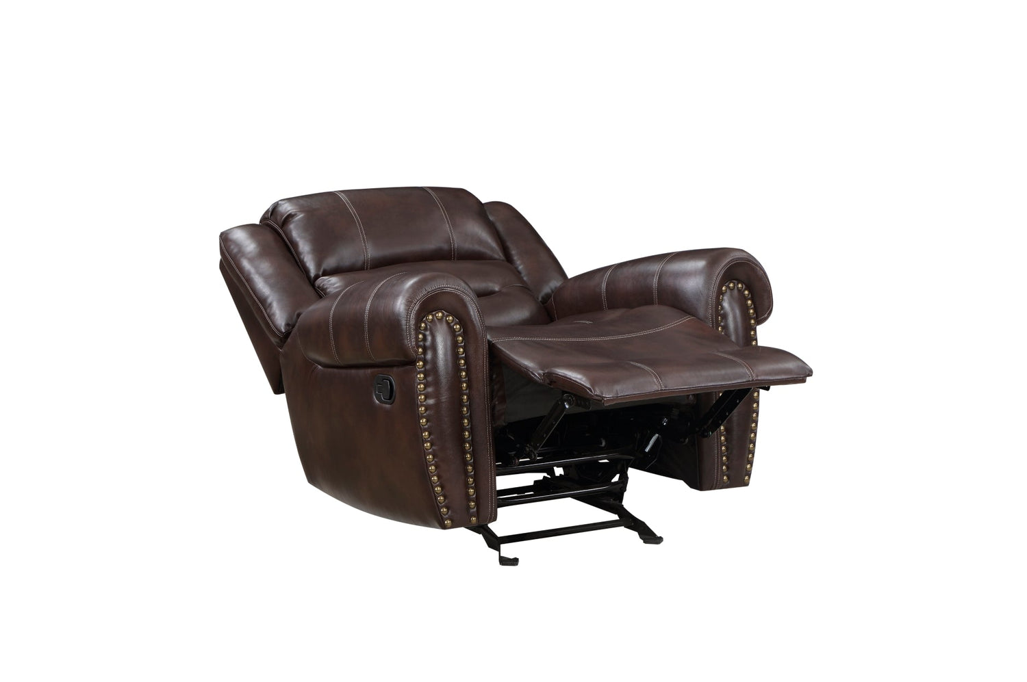 Center Hill Brown Bonded Leather Reclining Living Room Set - SET | 9668NBR-3 | 9668NBR-2 | 9668NBR-1 - Bien Home Furniture & Electronics