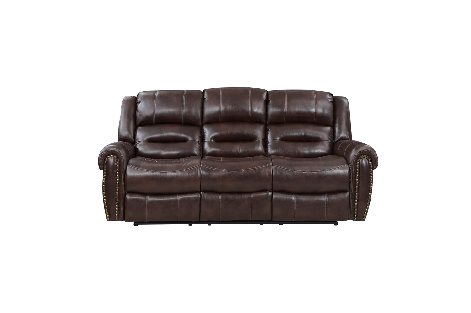 Center Hill Brown Bonded Leather Reclining Living Room Set - SET | 9668NBR-3 | 9668NBR-2 | 9668NBR-1 - Bien Home Furniture & Electronics