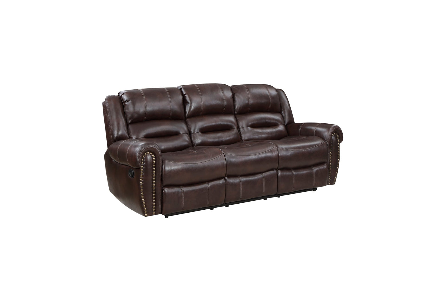 Center Hill Brown Bonded Leather Reclining Living Room Set - SET | 9668NBR-3 | 9668NBR-2 | 9668NBR-1 - Bien Home Furniture & Electronics