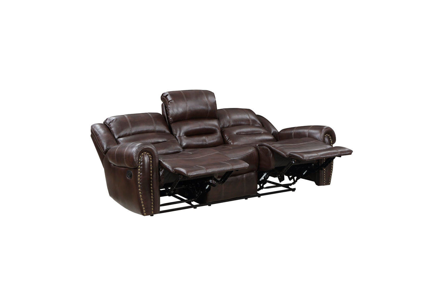 Center Hill Brown Bonded Leather Reclining Living Room Set - SET | 9668NBR-3 | 9668NBR-2 | 9668NBR-1 - Bien Home Furniture & Electronics