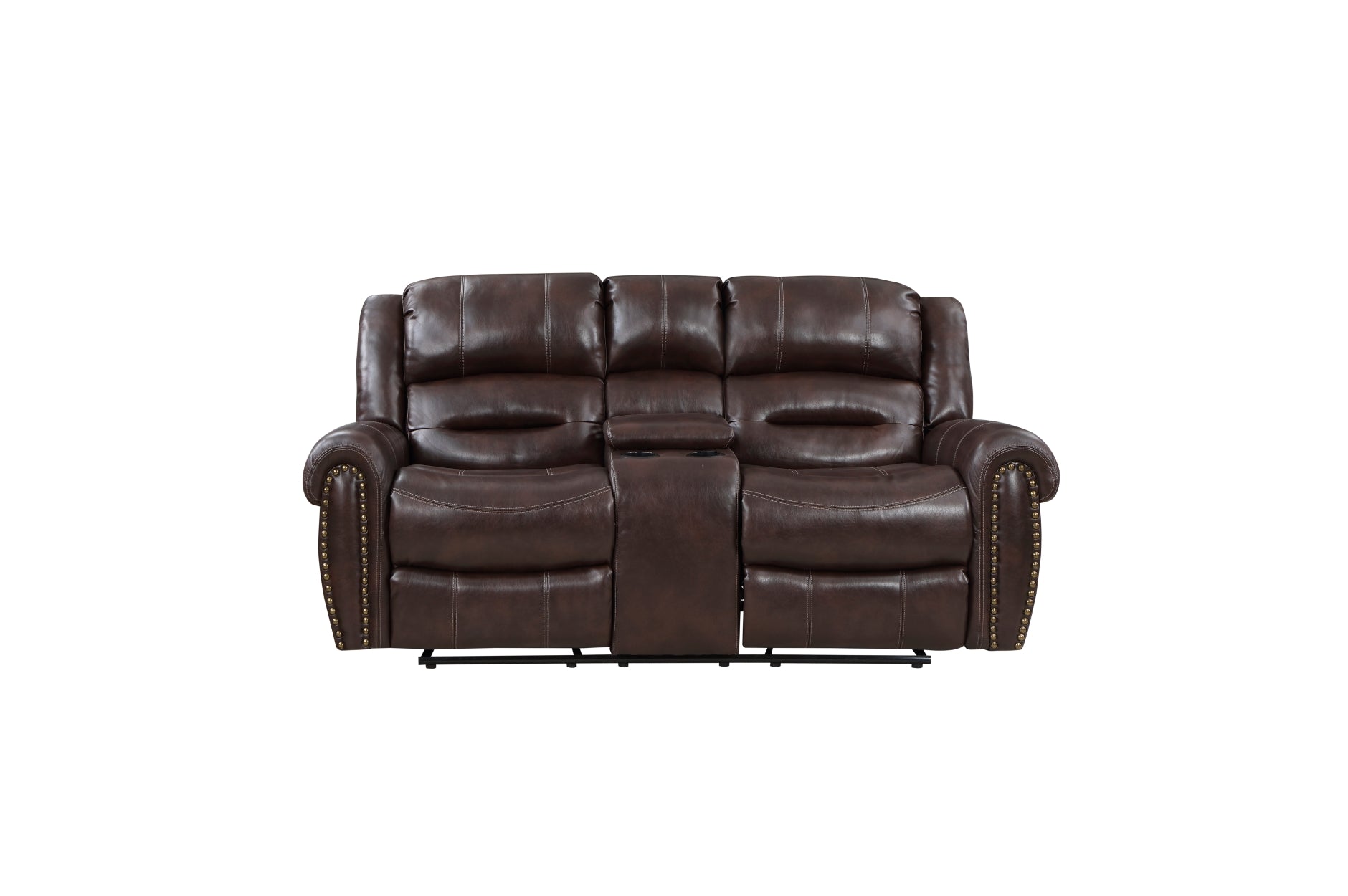 Center Hill Brown Bonded Leather Reclining Living Room Set - SET | 9668NBR-3 | 9668NBR-2 | 9668NBR-1 - Bien Home Furniture & Electronics