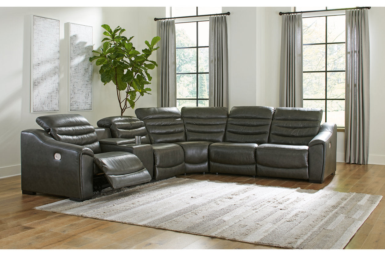 Center Line Dark Gray 6-Piece Power Reclining Sectional - SET | U6340431 | U6340446 | U6340457 | U6340458 | U6340462 | U6340477 - Bien Home Furniture & Electronics