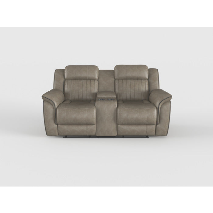 Centeroak Brownish Gray Double Reclining Loveseat with Center Console - 9479BRG-2 - Bien Home Furniture & Electronics