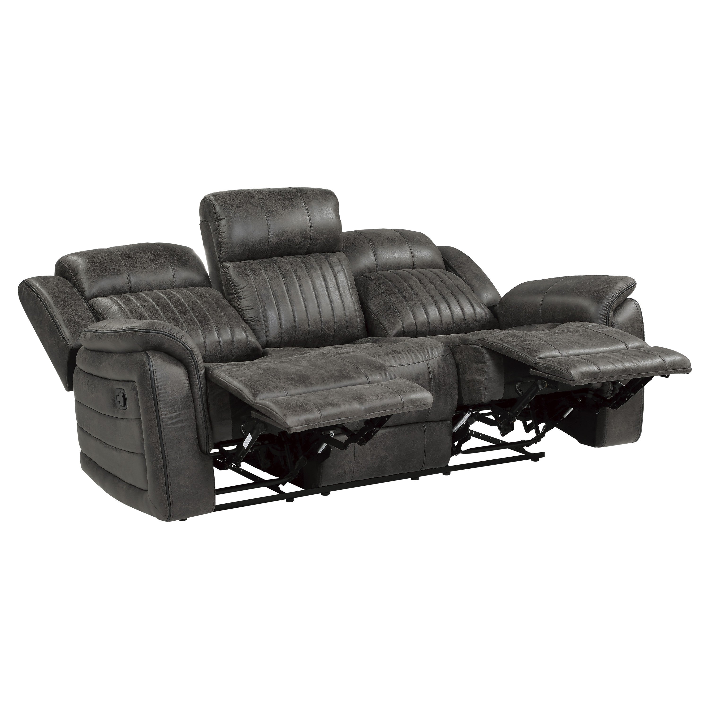 Centeroak Brownish Gray Double Reclining Sofa - 9479BRG-3 - Bien Home Furniture & Electronics
