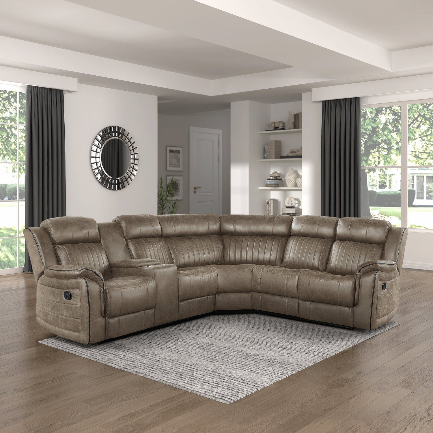 Centeroak Sandy Brown LAF Reclining Sectional - 9479SDB*SC - Bien Home Furniture & Electronics